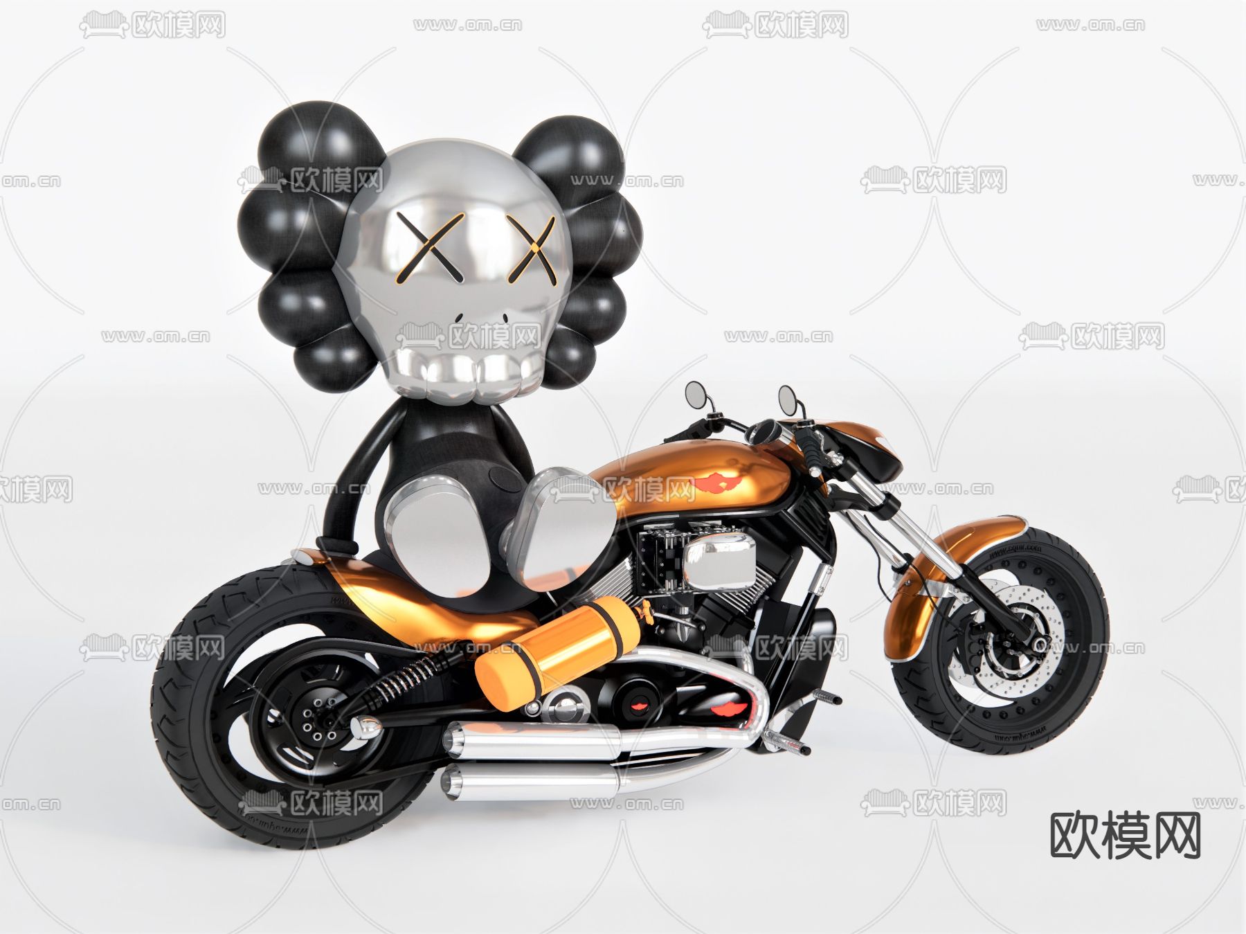 现代潮玩雕塑摆件su模型下载（渲染图1）