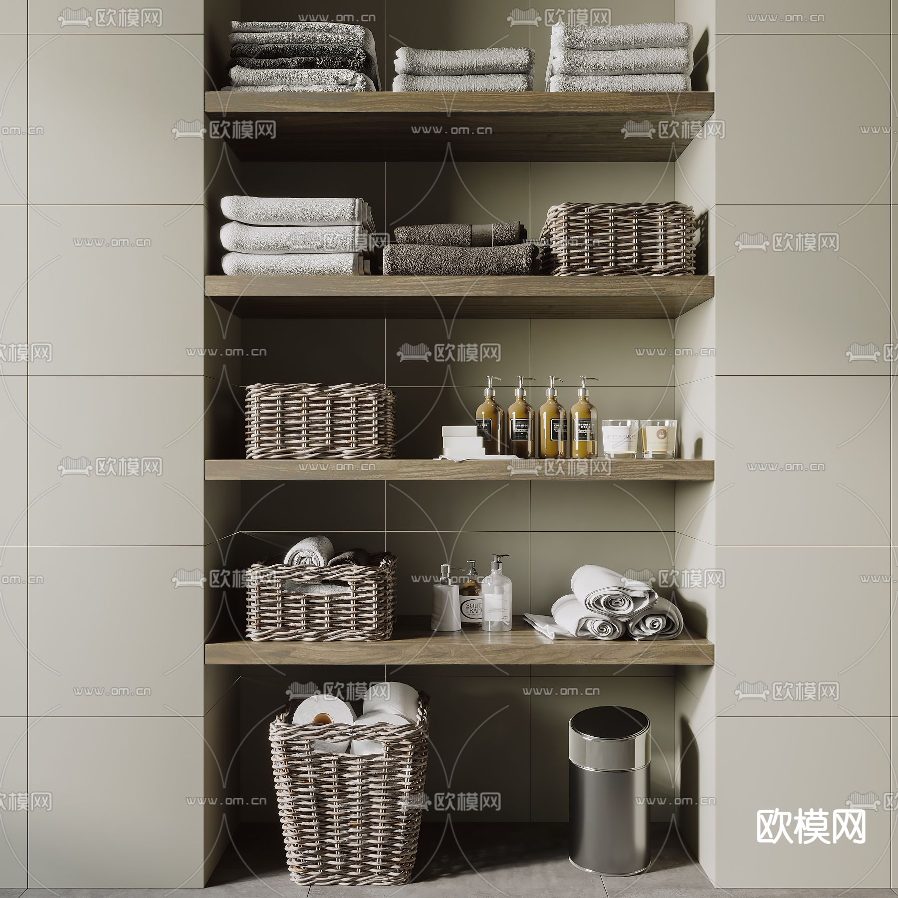 现代洗浴用品su模型下载（渲染图1）