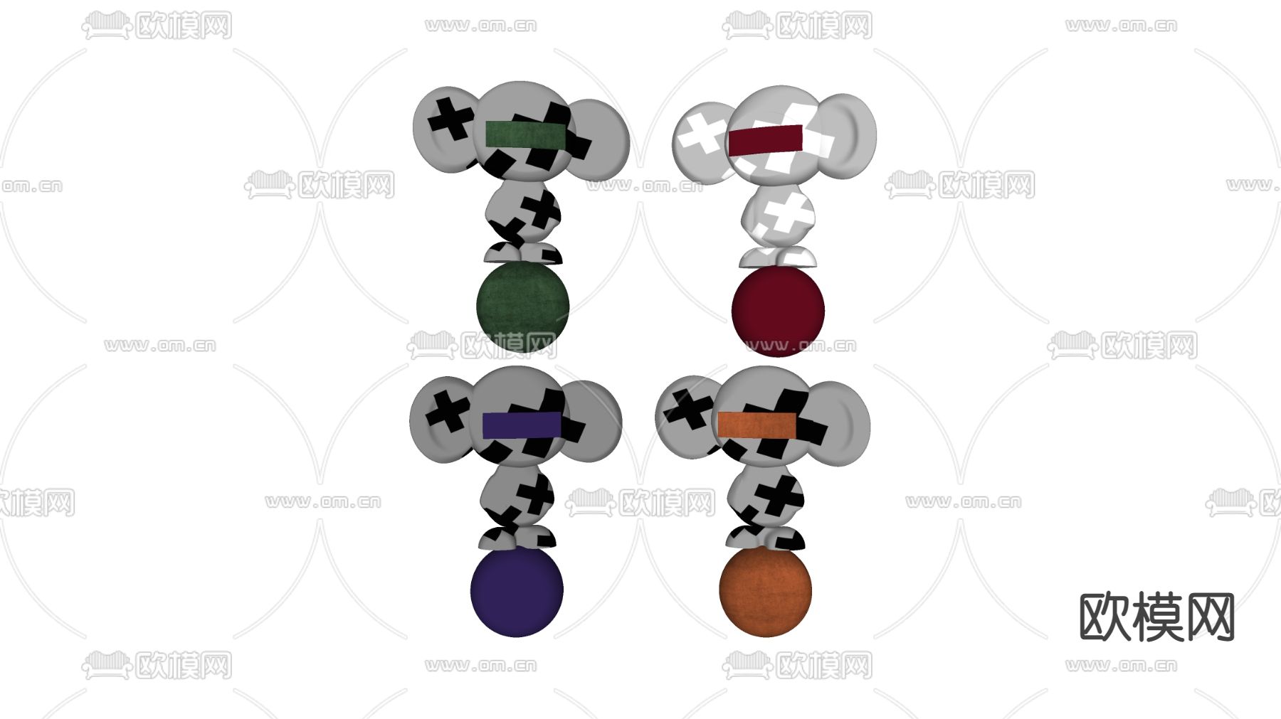 现代潮玩卡通雕塑su模型下载（渲染图2）