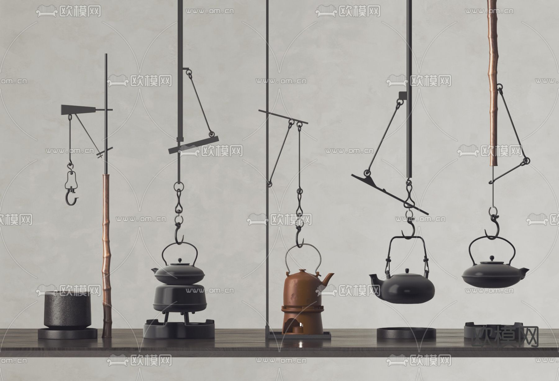 日式悬挂茶壶su模型下载（渲染图1）