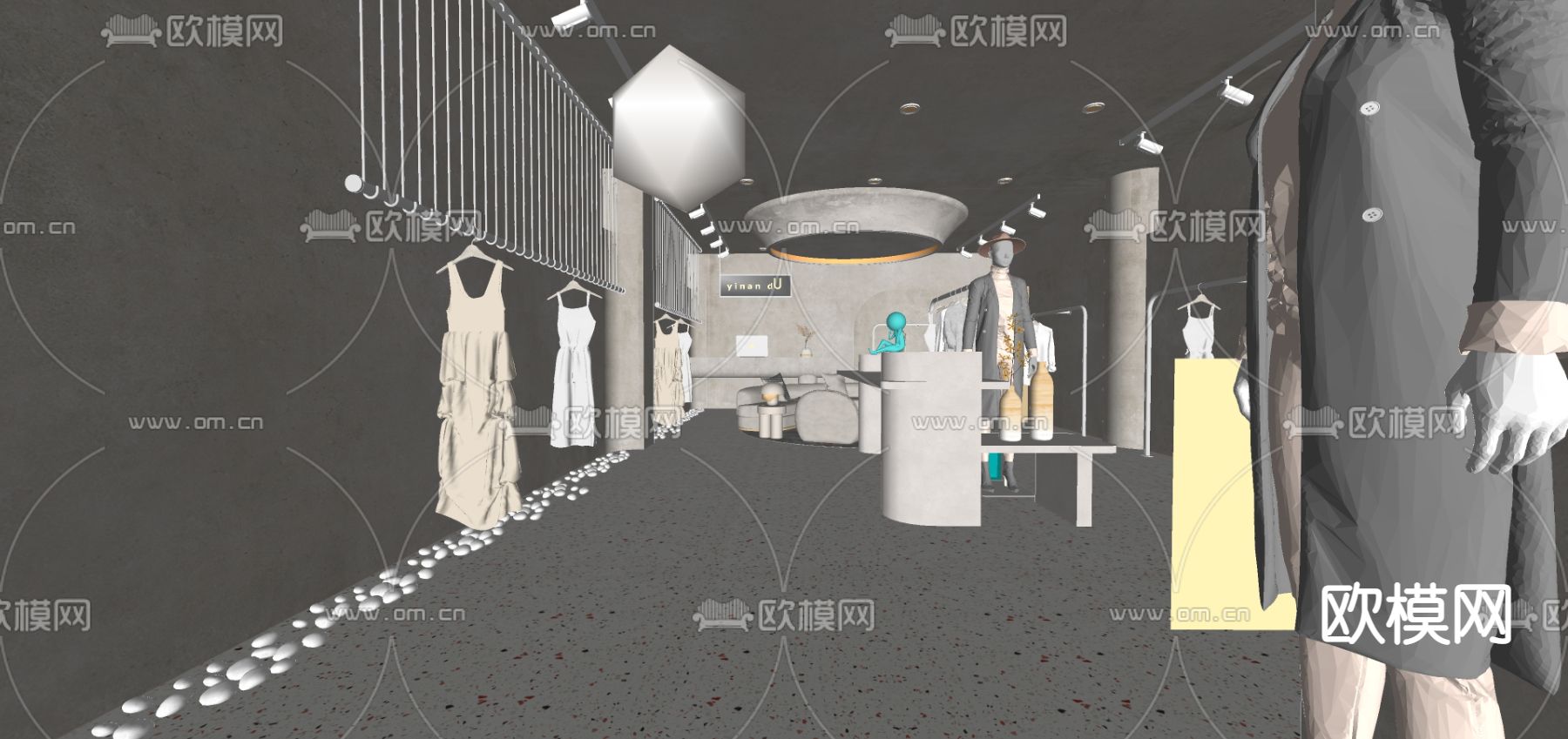 侘寂风服装店su模型
