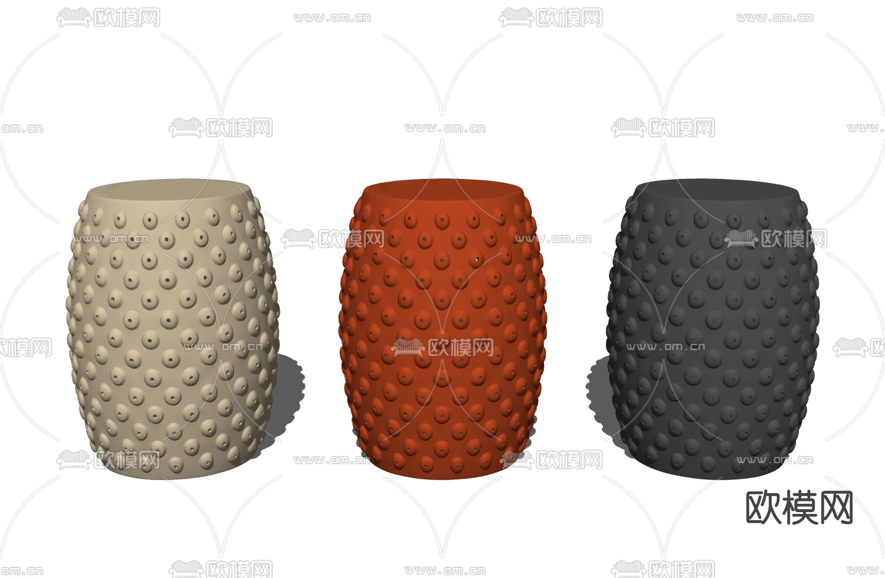 新中式鼓凳凳子su模型下载（渲染图2）