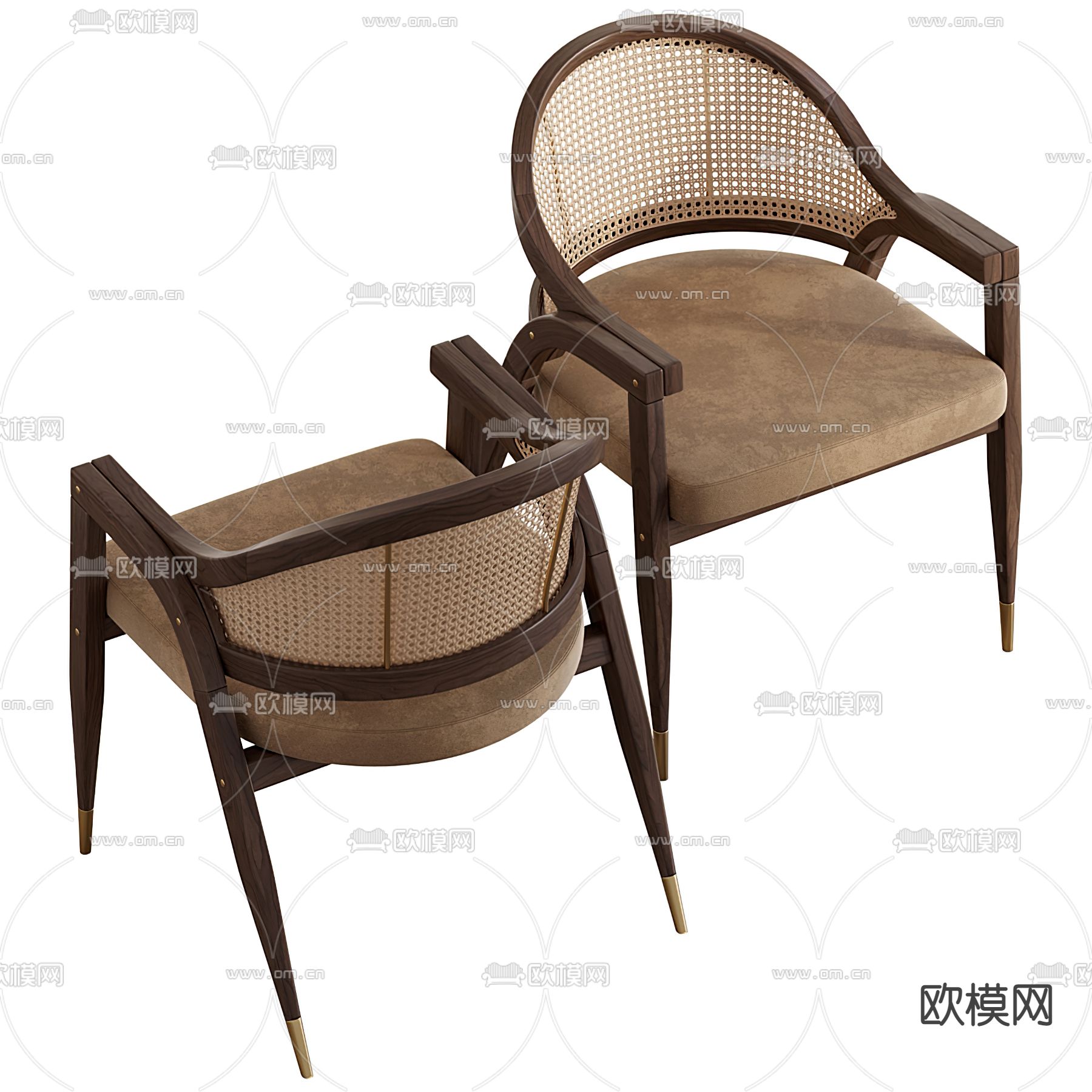 现代藤编休闲单椅3d模型下载（渲染图4）