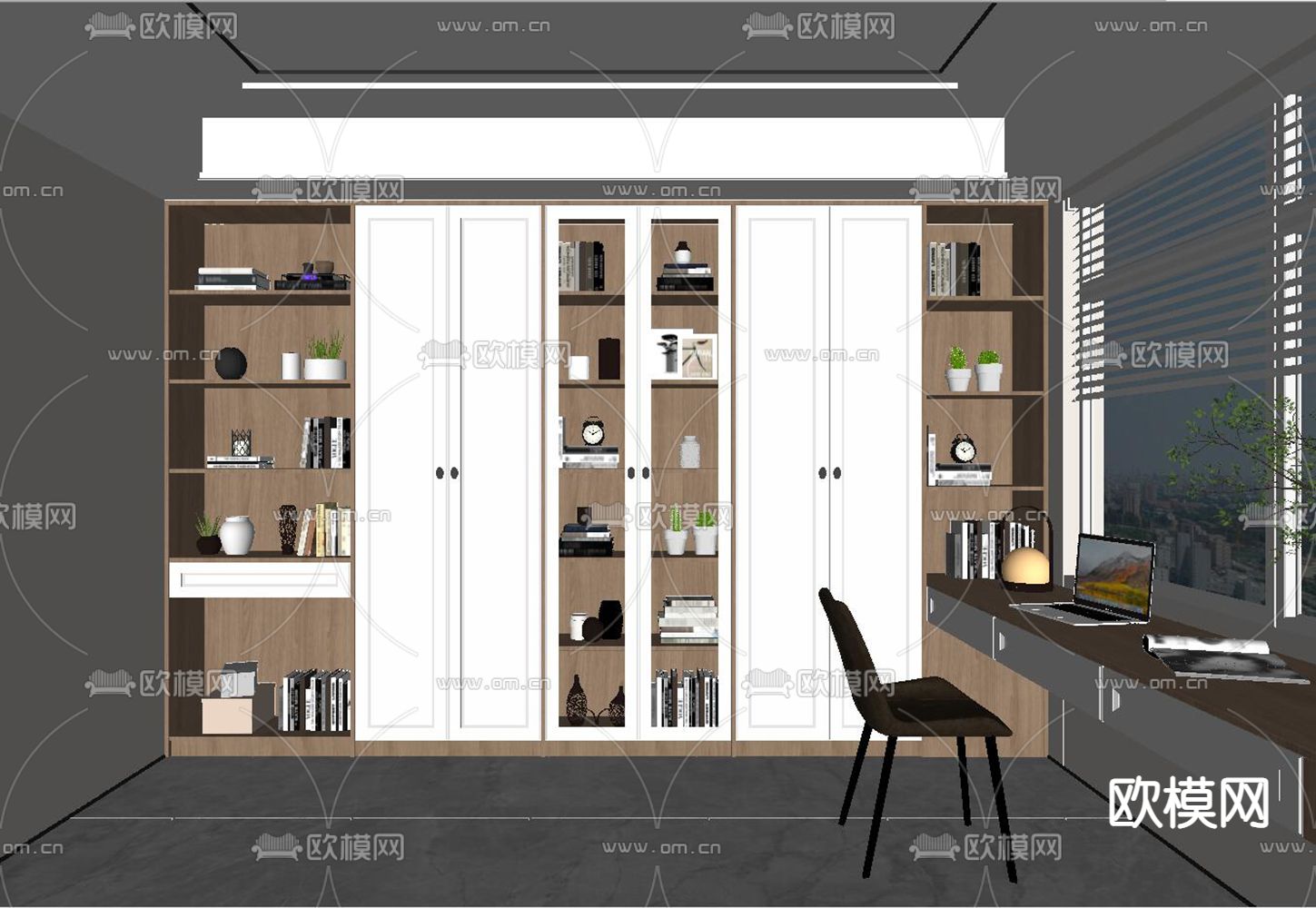 北欧书房su模型下载（渲染图2）