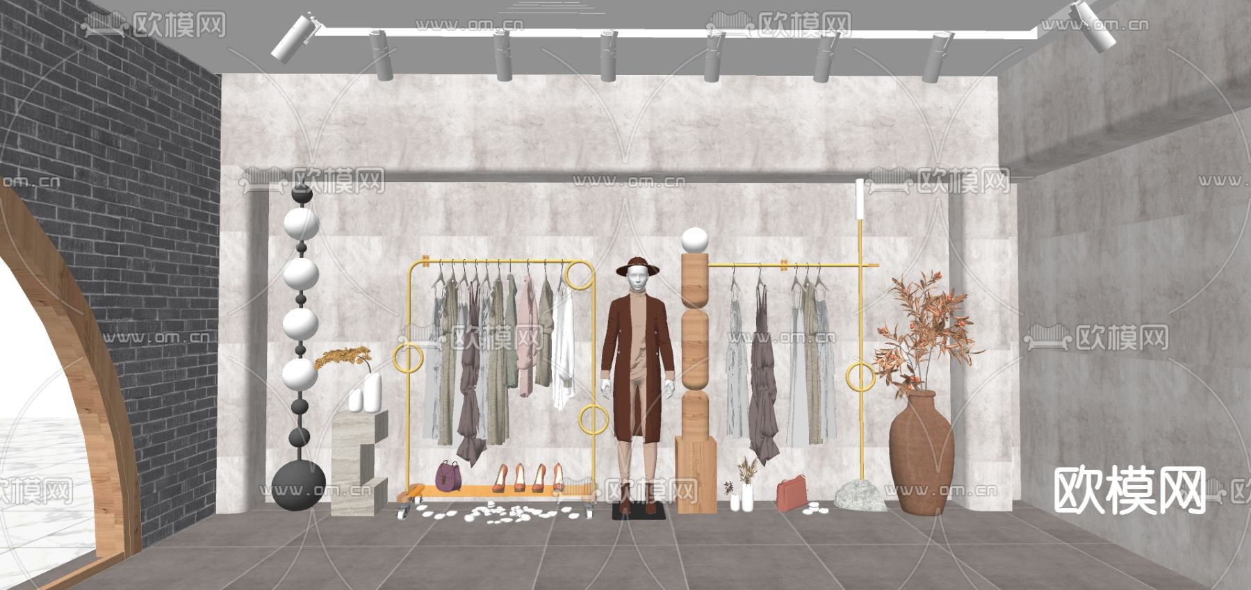 侘寂风服装店su模型下载