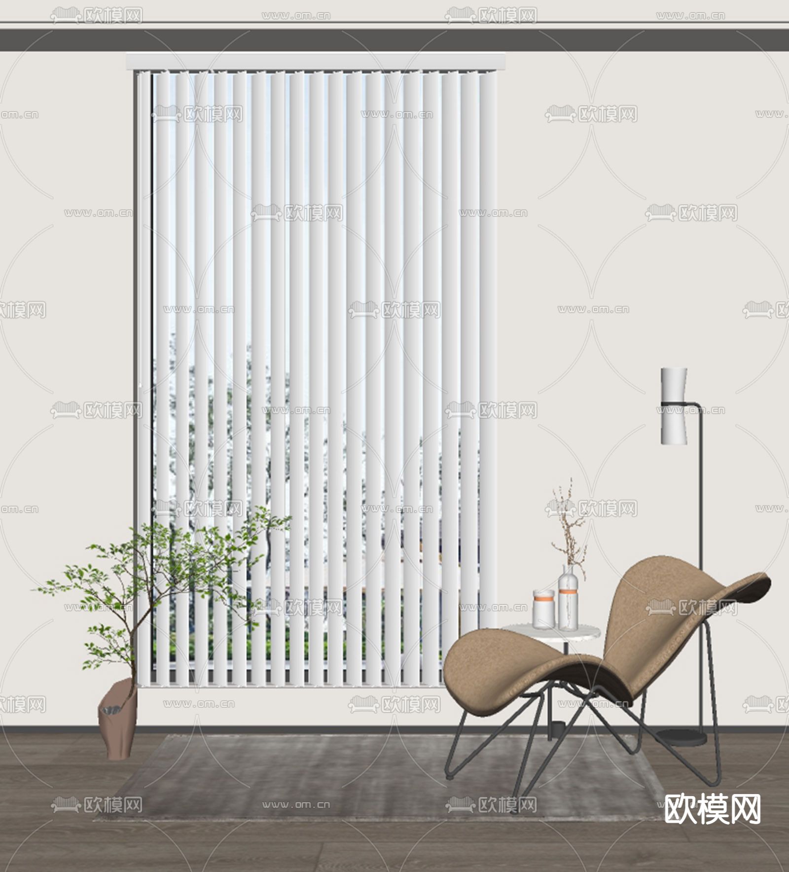 现代竖向百叶帘su模型下载_ID11973067_sketchup模型下载-欧模网