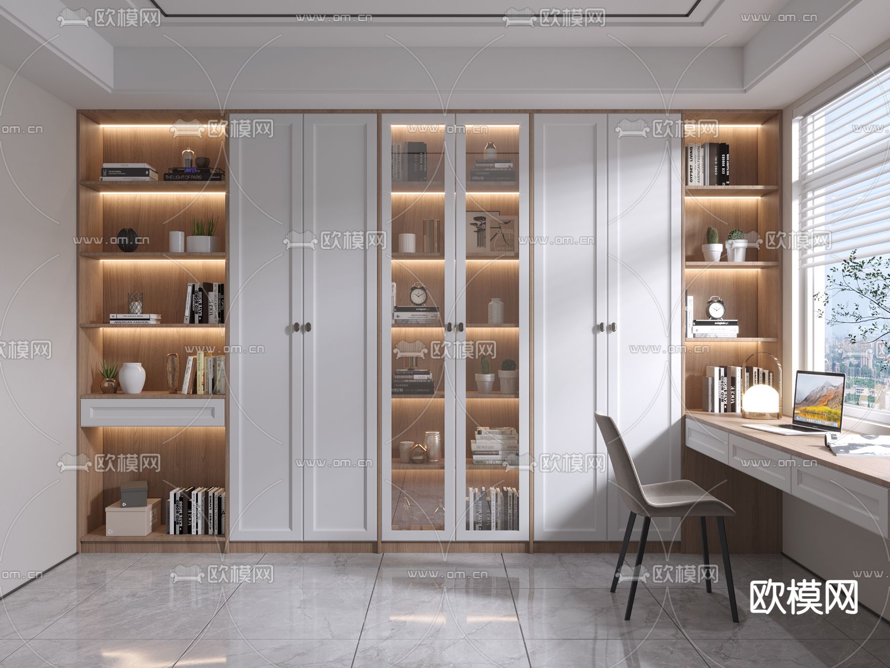 北欧书房su模型下载（渲染图1）