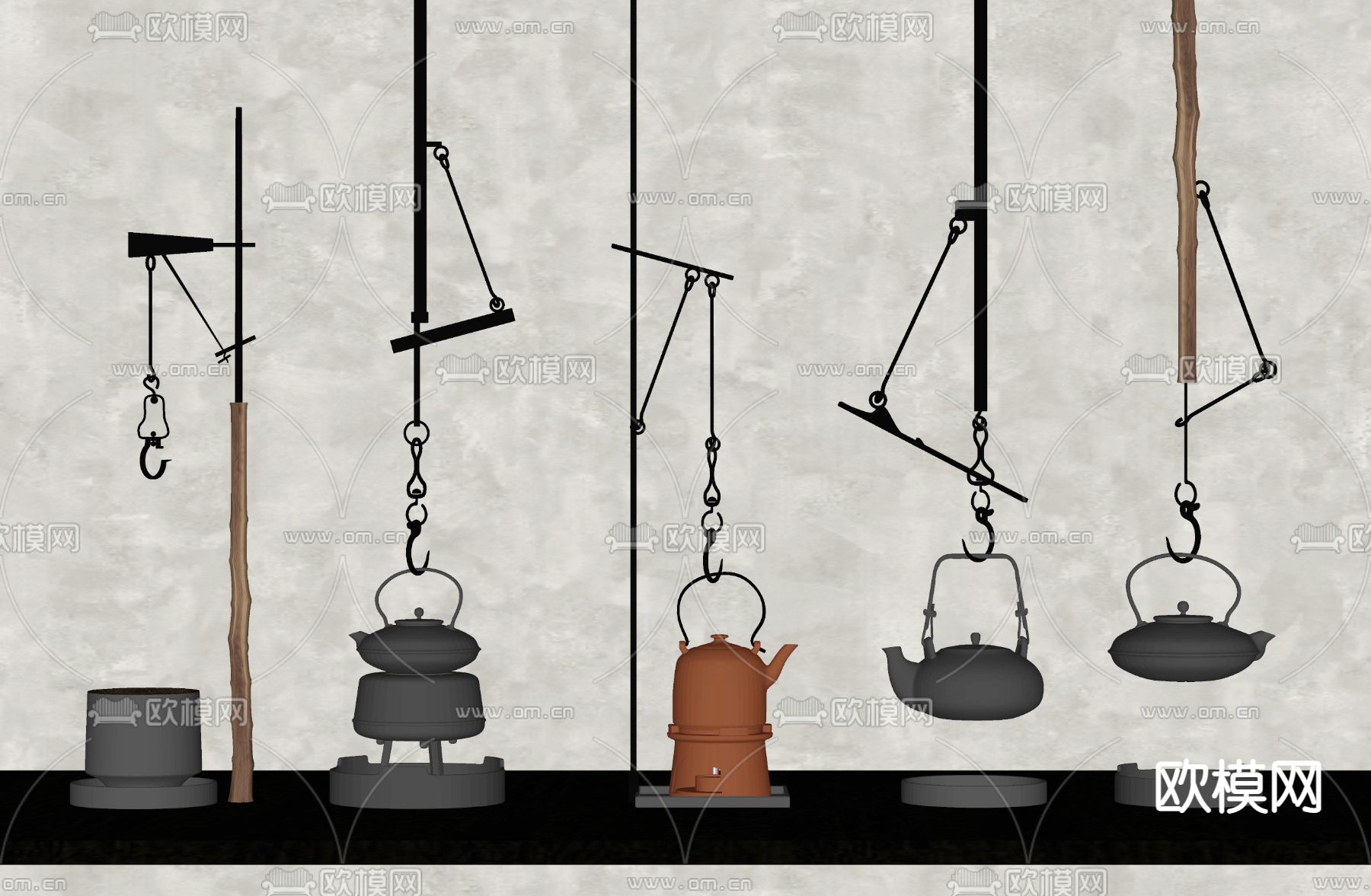 日式悬挂茶壶su模型下载（渲染图2）