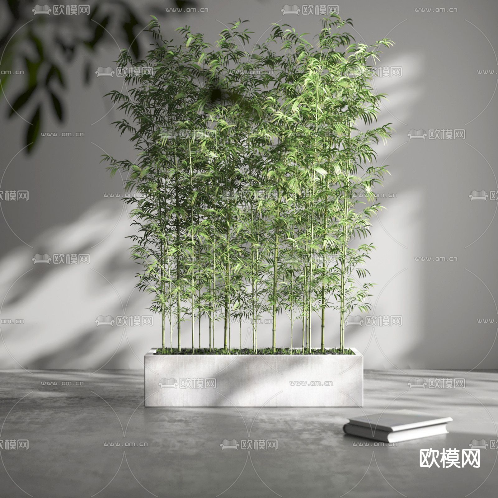 现代绿竹盆栽su模型下载（渲染图1）