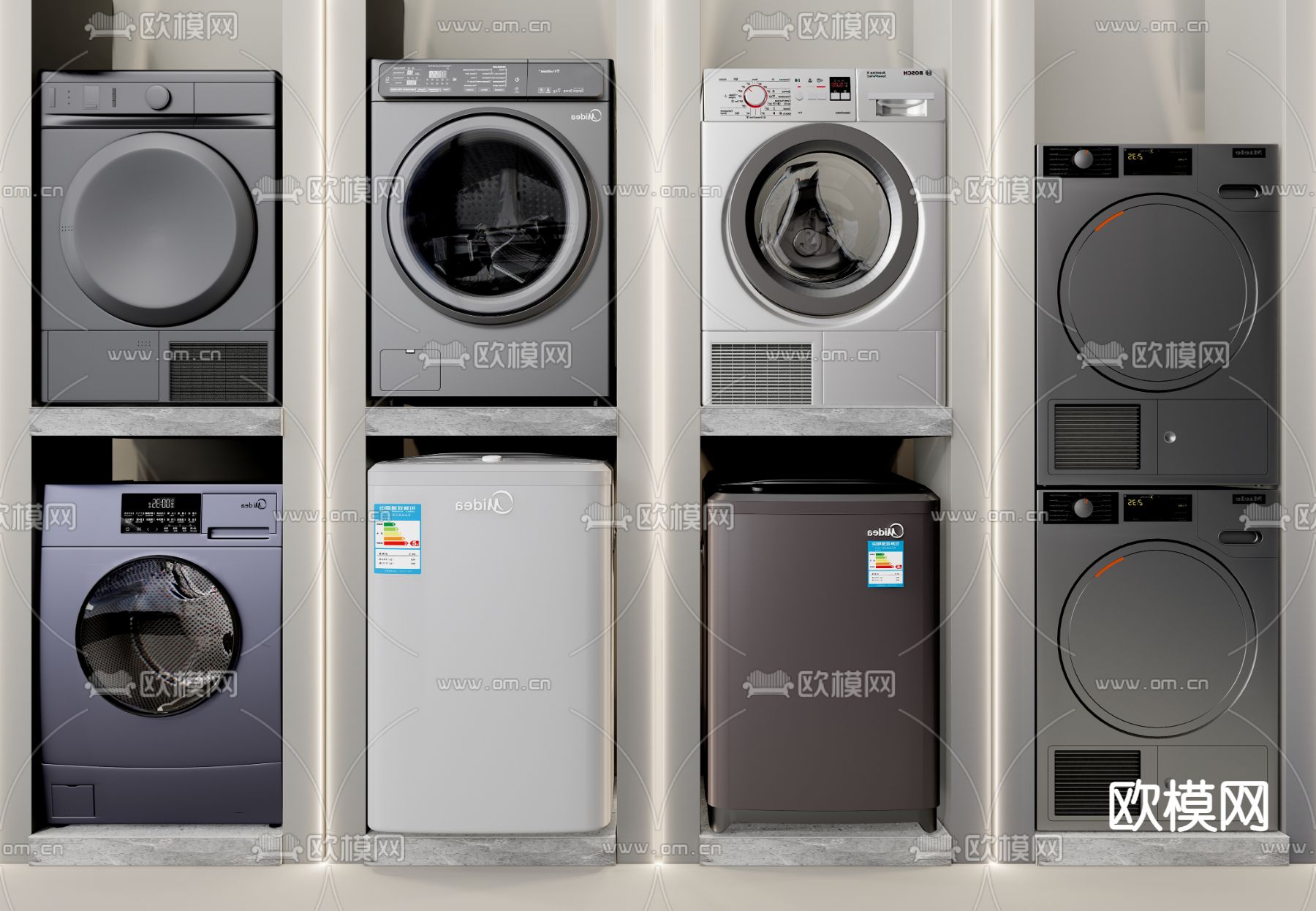 滚筒洗衣机烘干机3d模型下载