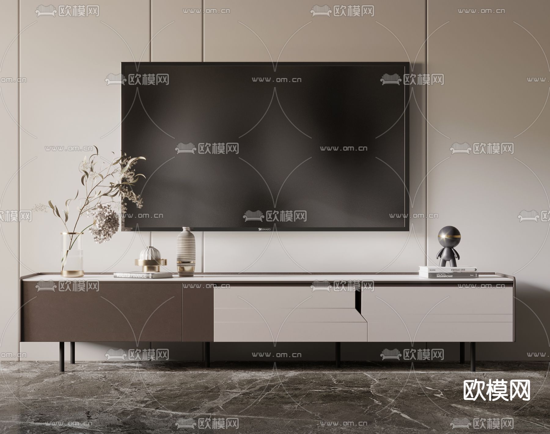 现代轻奢电视柜3d模型下载