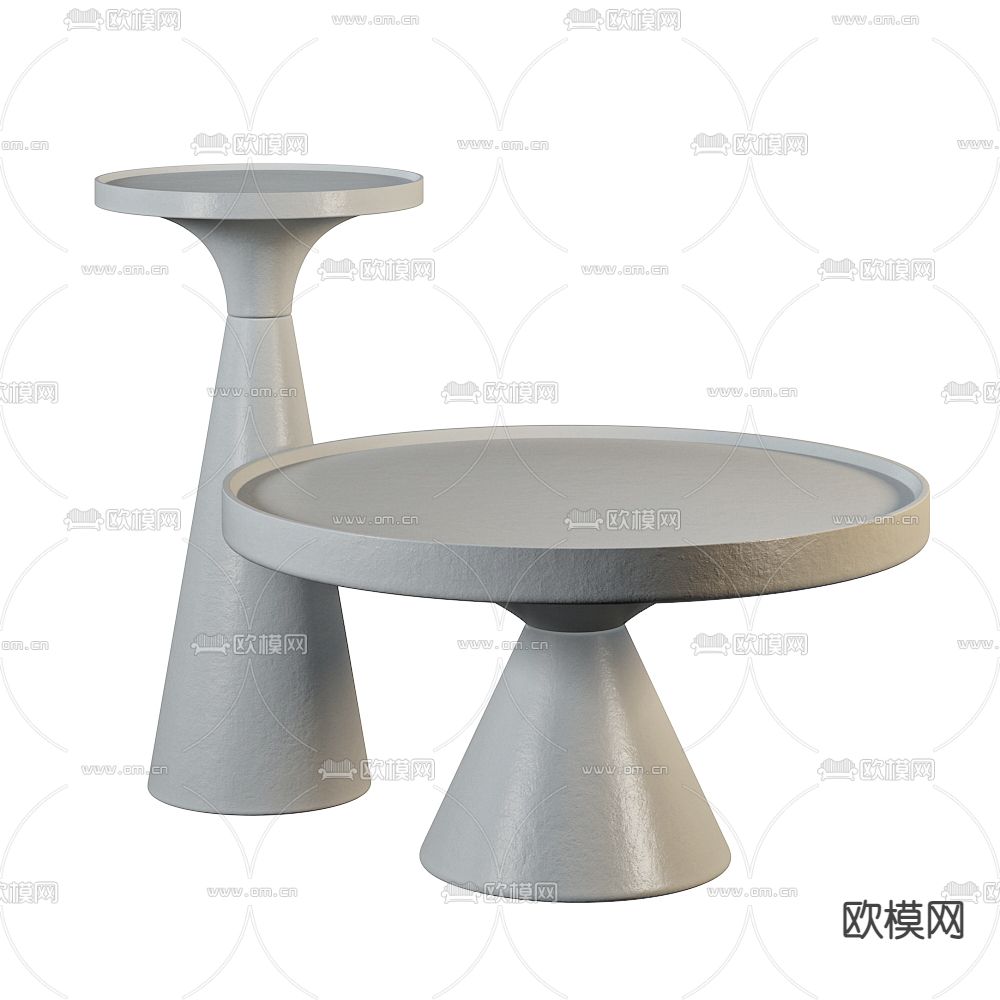 工业风水泥灰圆几边几3d模型