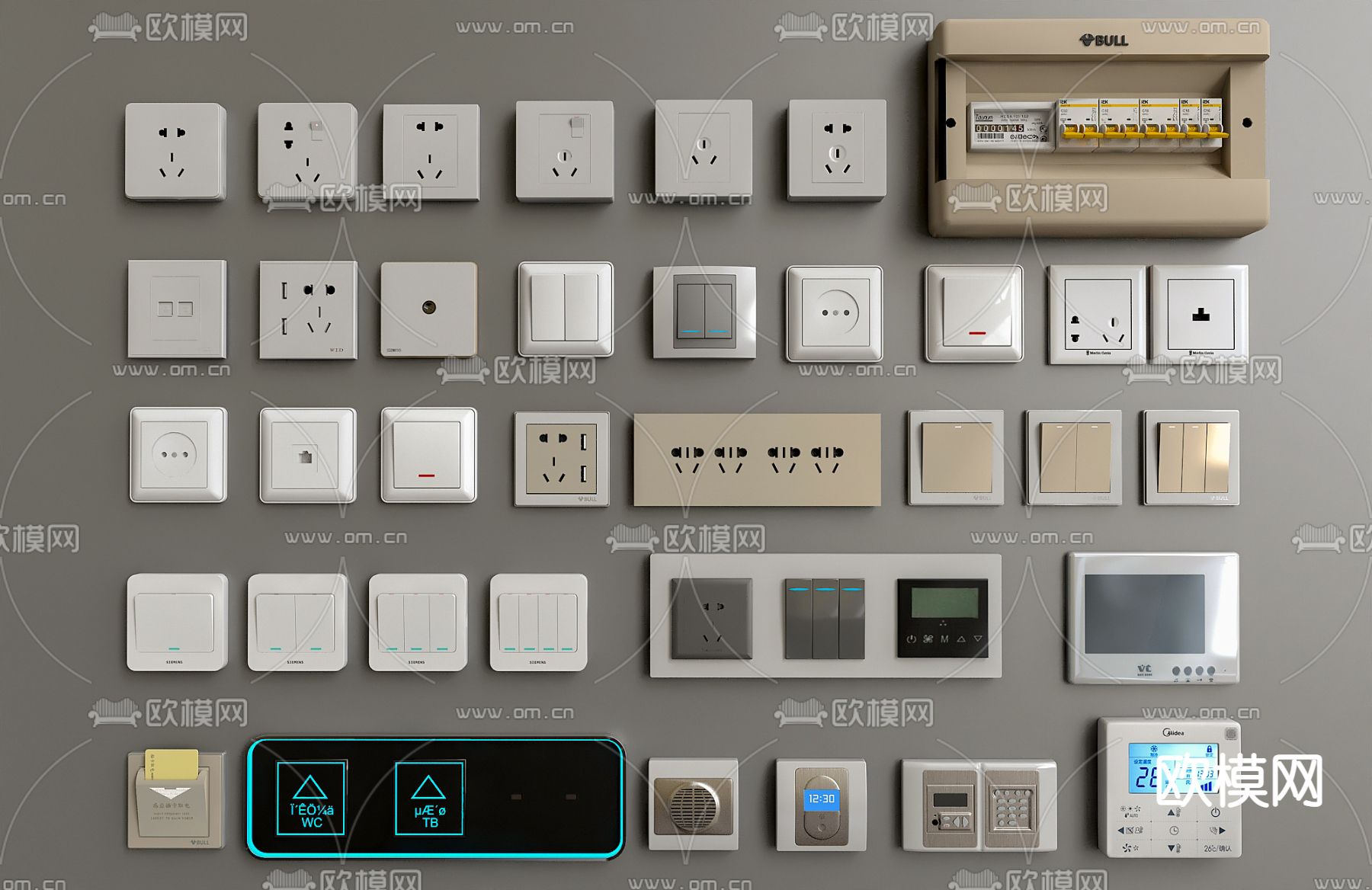 开关插座面板配电箱可视门禁3d模型下载