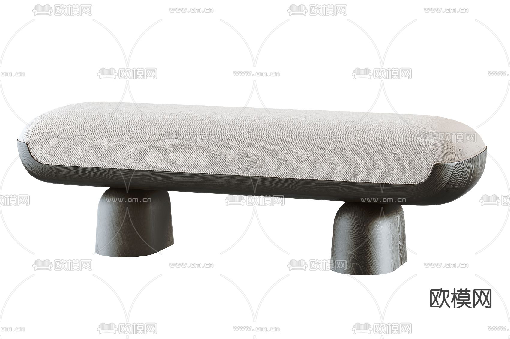 侘寂白色棉麻长凳3d模型下载