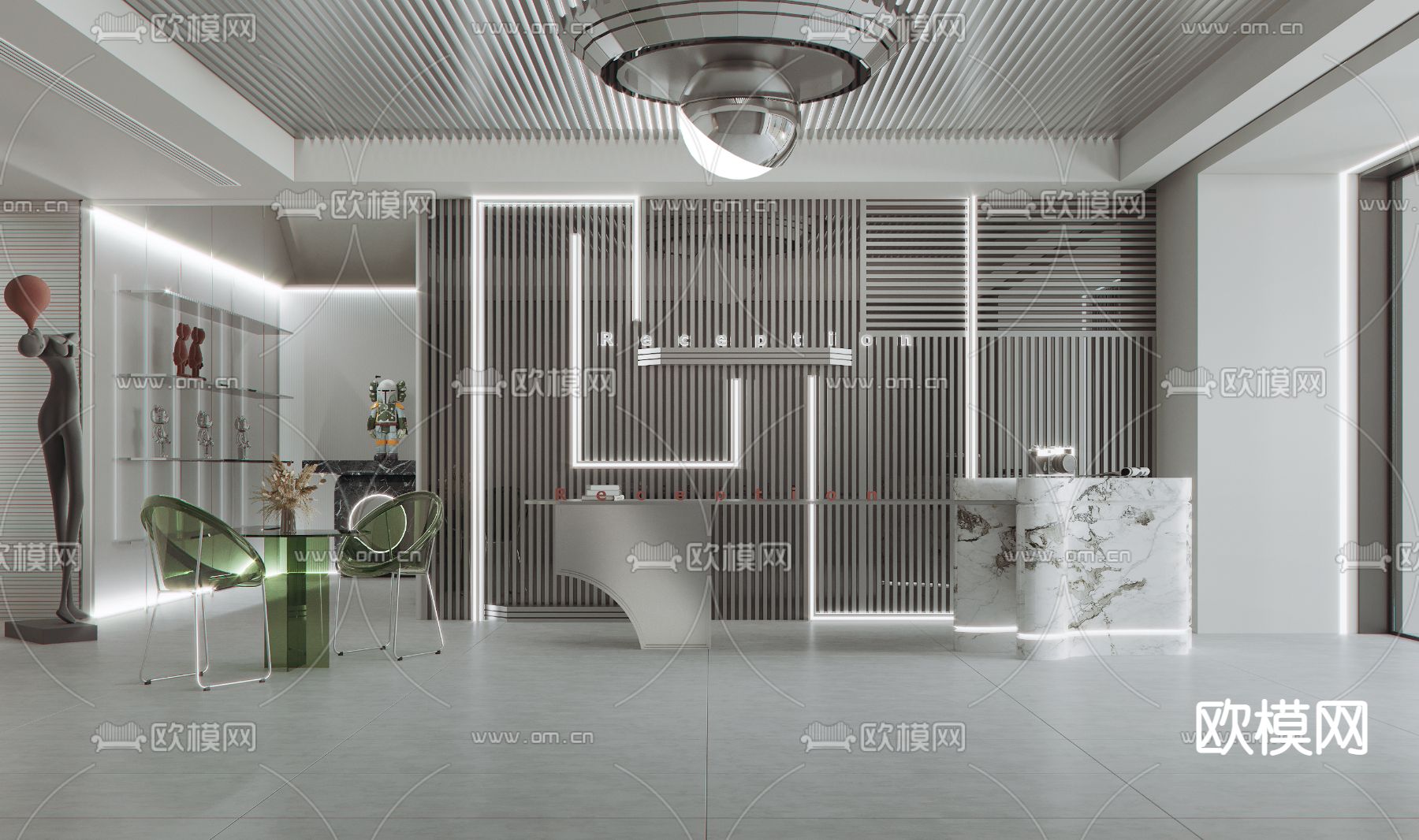 现代潮玩店前台接待3d模型