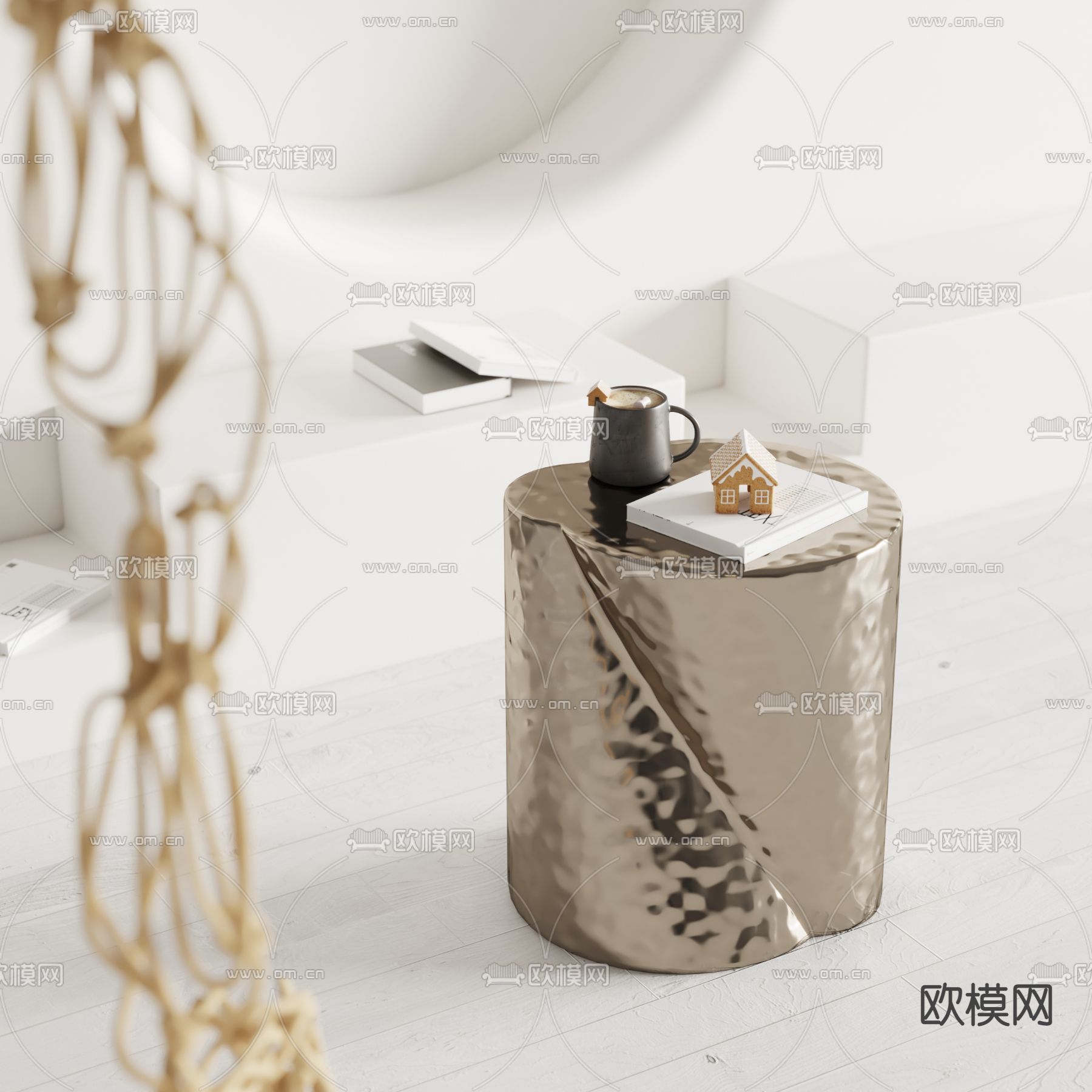 现代金属边几角几3d模型下载