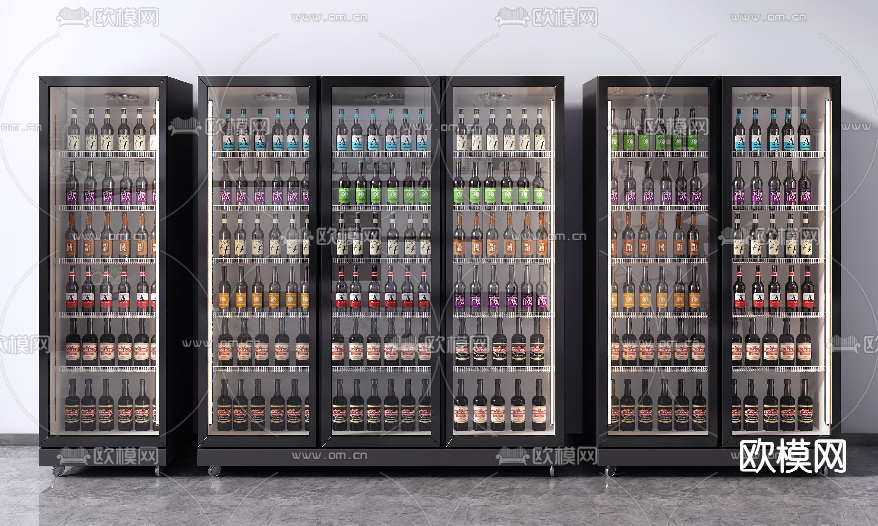 现代冰柜冷藏柜su模型下载（渲染图1）