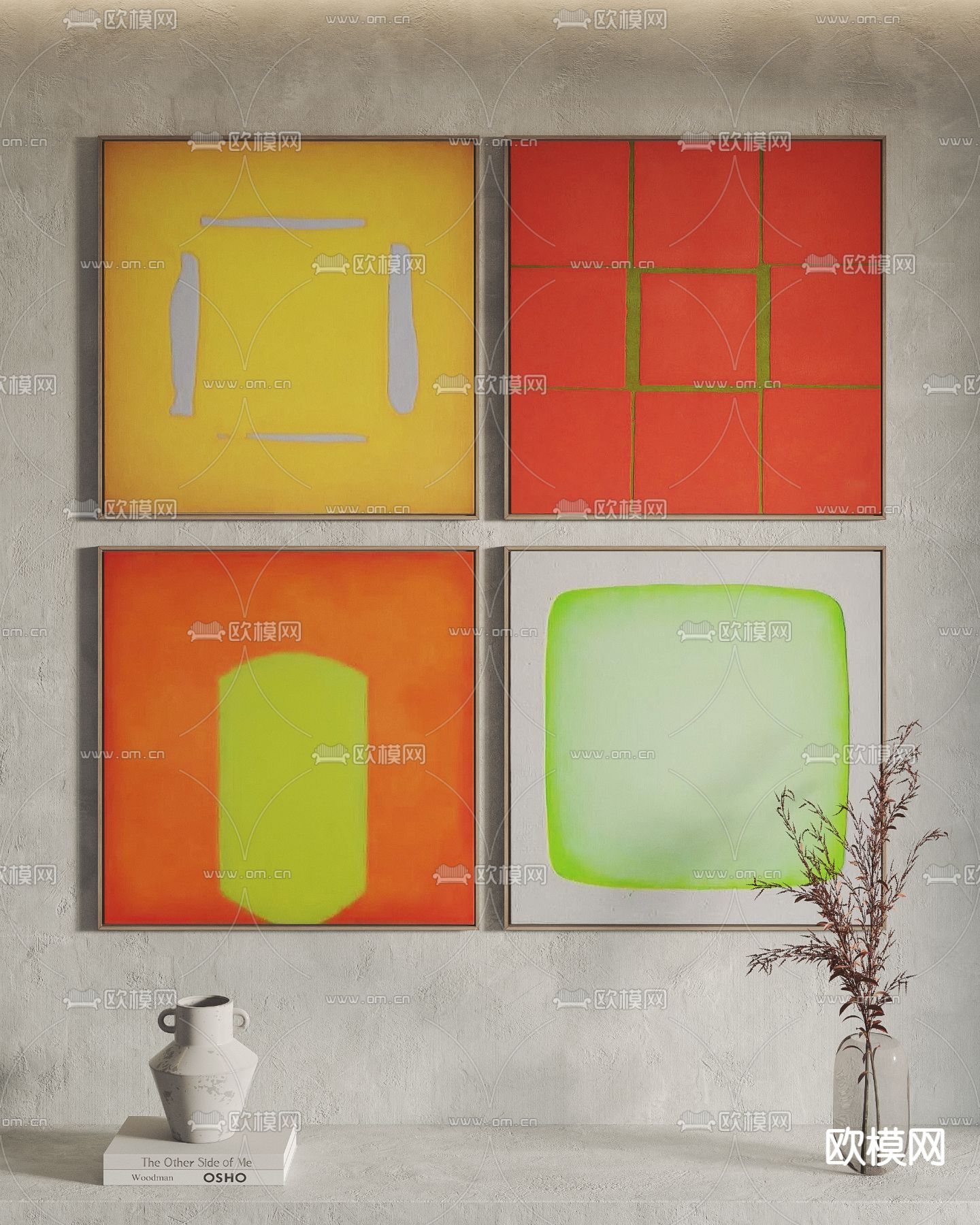 孟菲斯风抽象装饰画3d模型下载