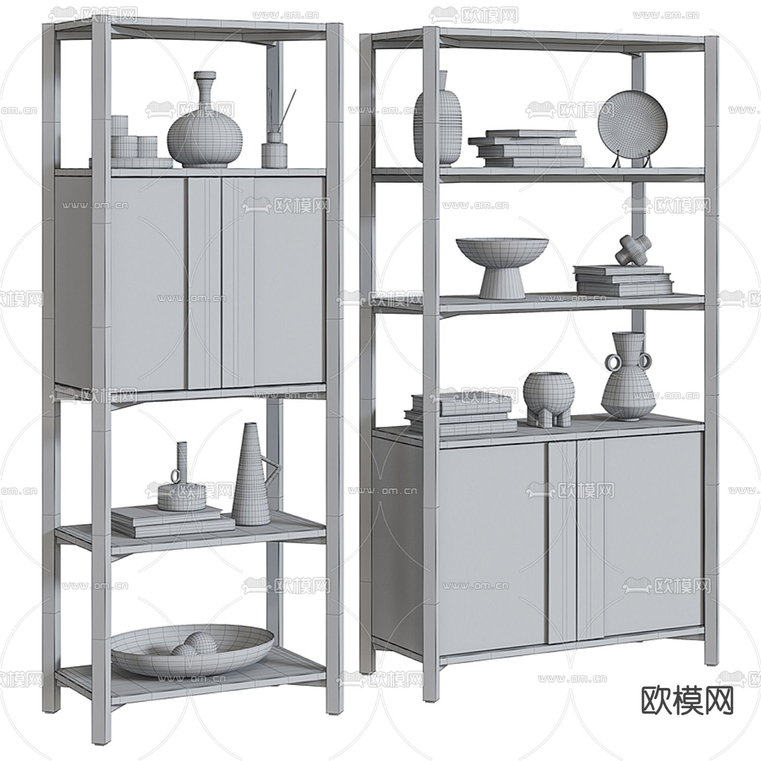 侘寂风装饰柜置物架3d模型下载（渲染图4）
