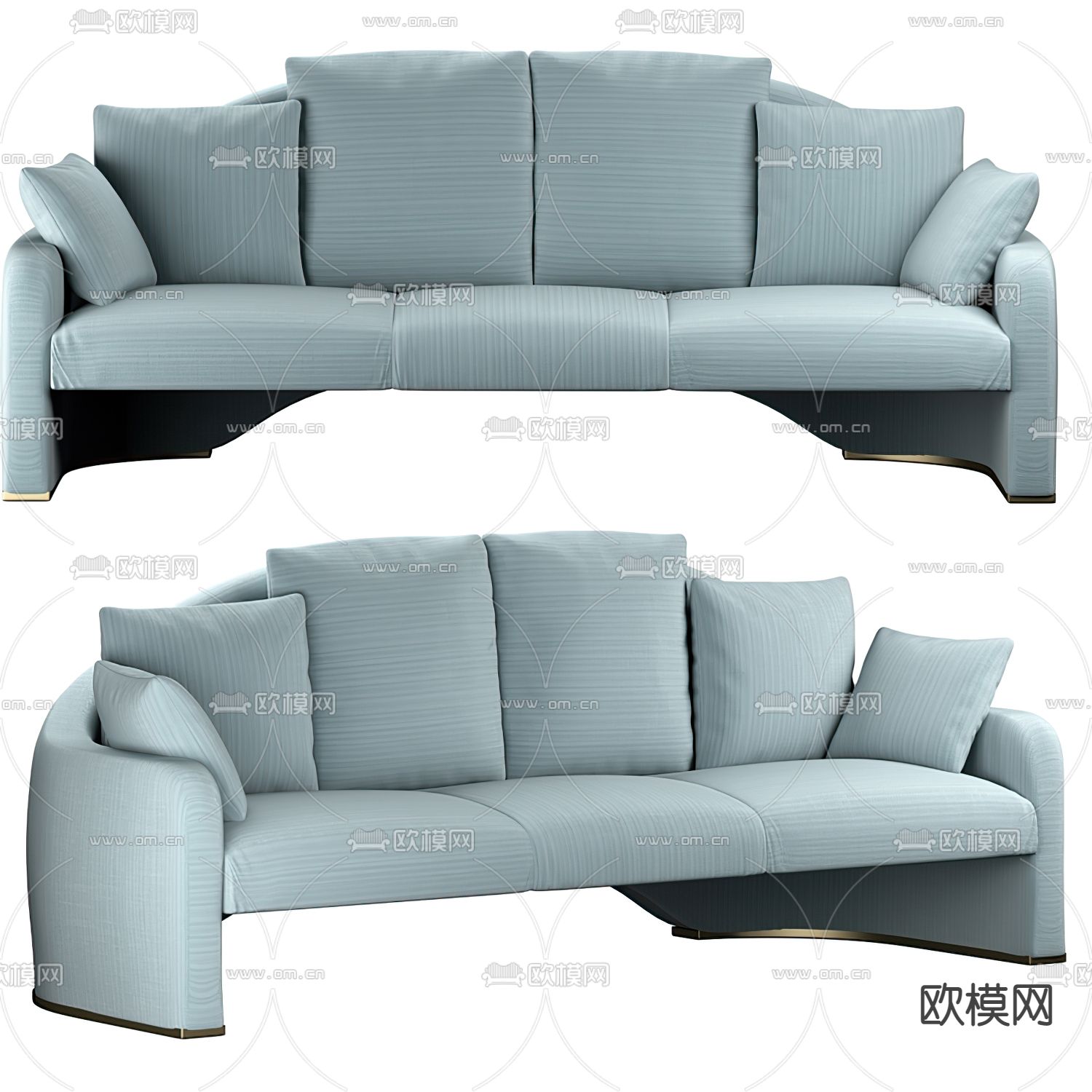 现代天蓝色多人沙发3d模型下载_ID11978190_3dmax免费模型-欧模网