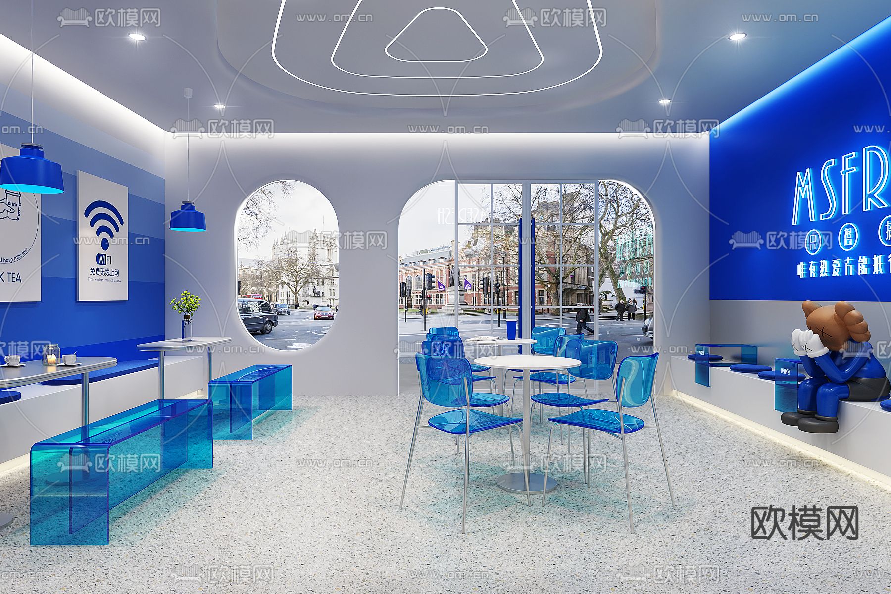 现代奶茶店3d模型下载（渲染图3）