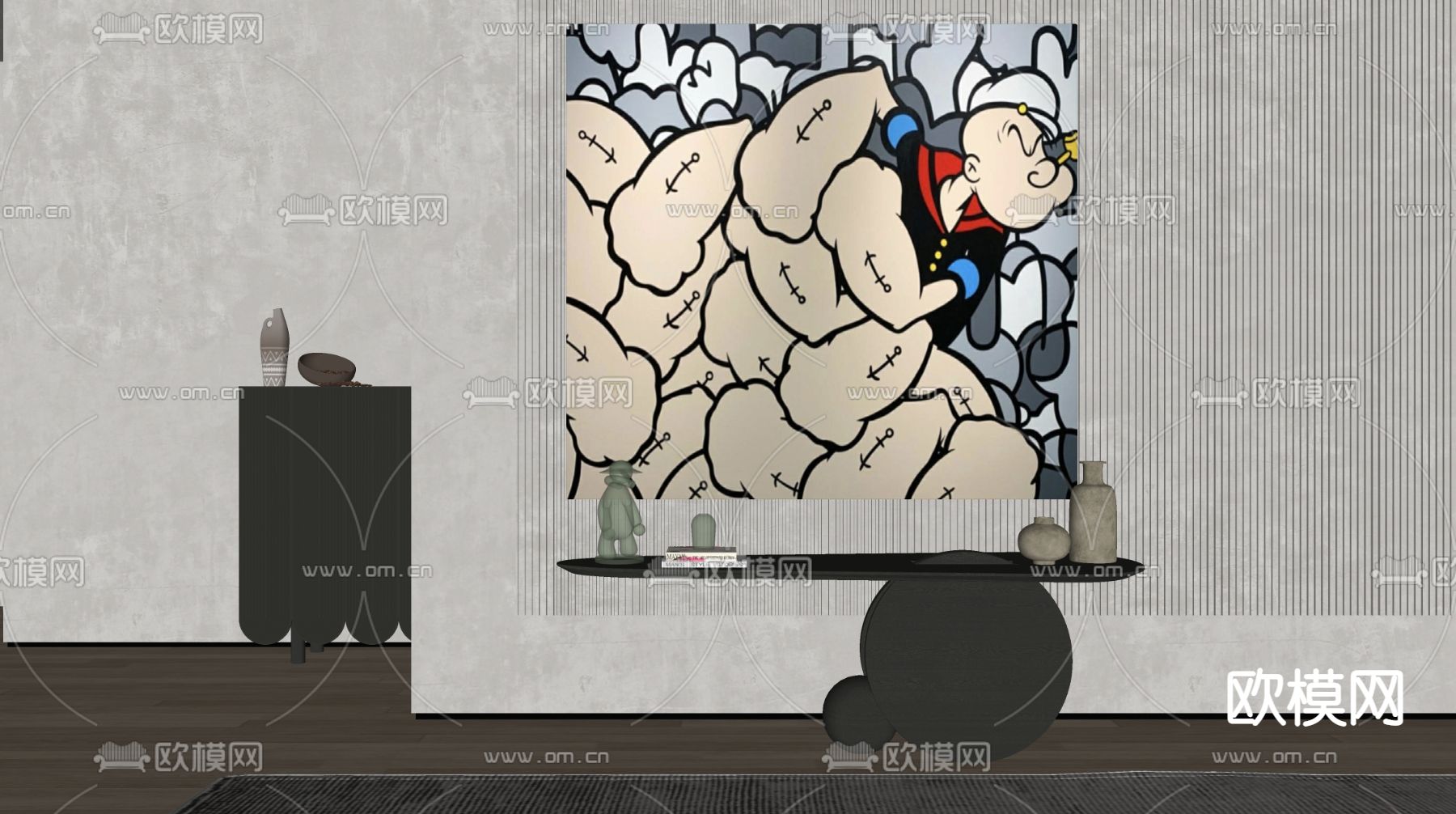 侘寂风装饰画挂画su模型