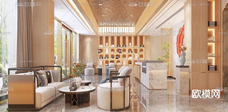 新中式美容SPA店3d模型下载(渲染图3)