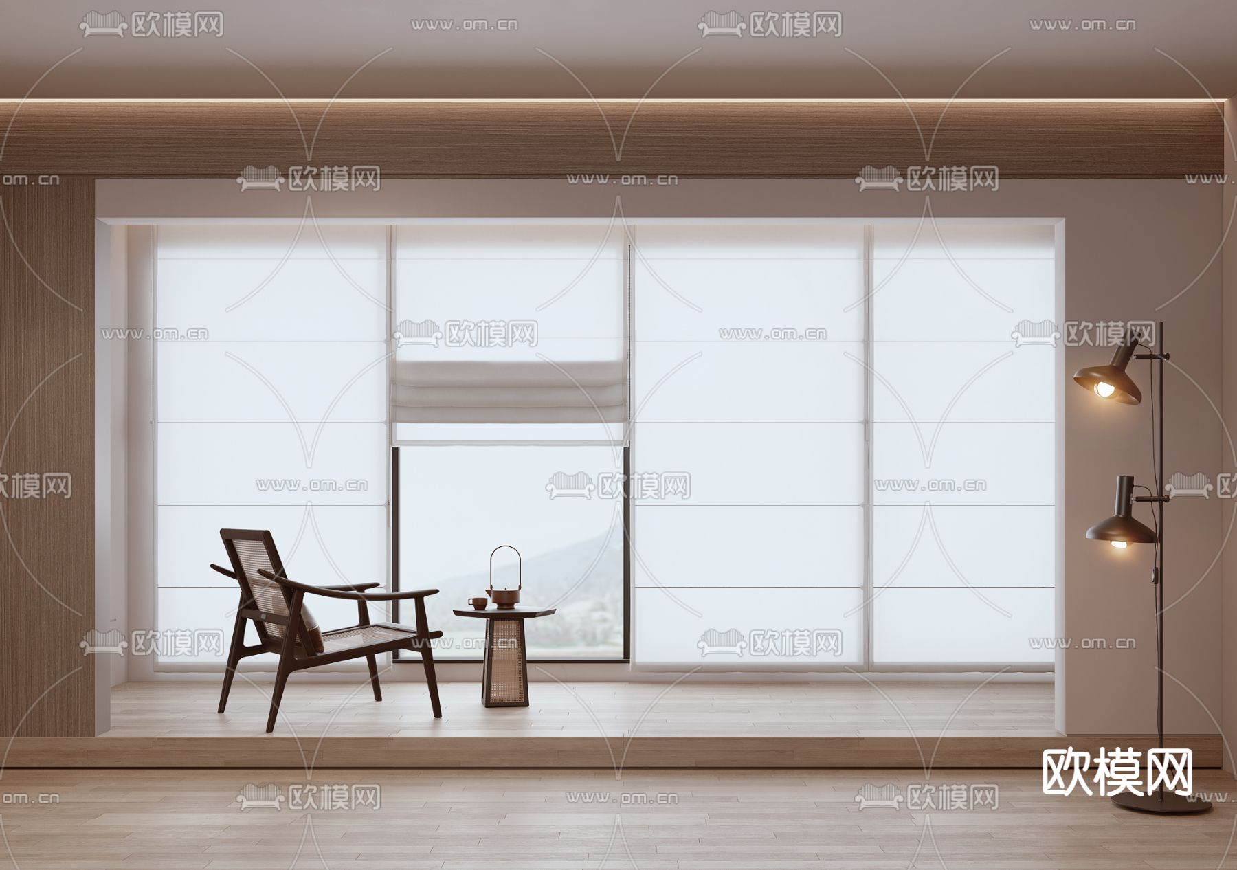 现代白色布艺折叠窗帘3d模型下载