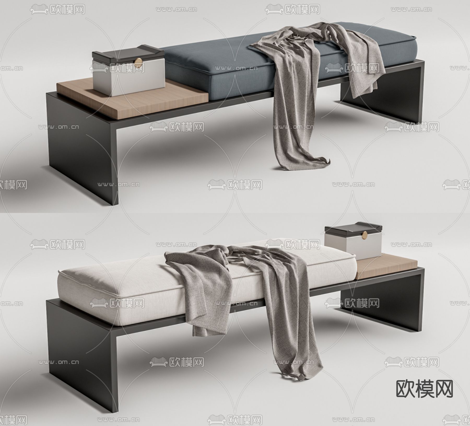 新中式床尾凳脚踏su模型下载（渲染图1）