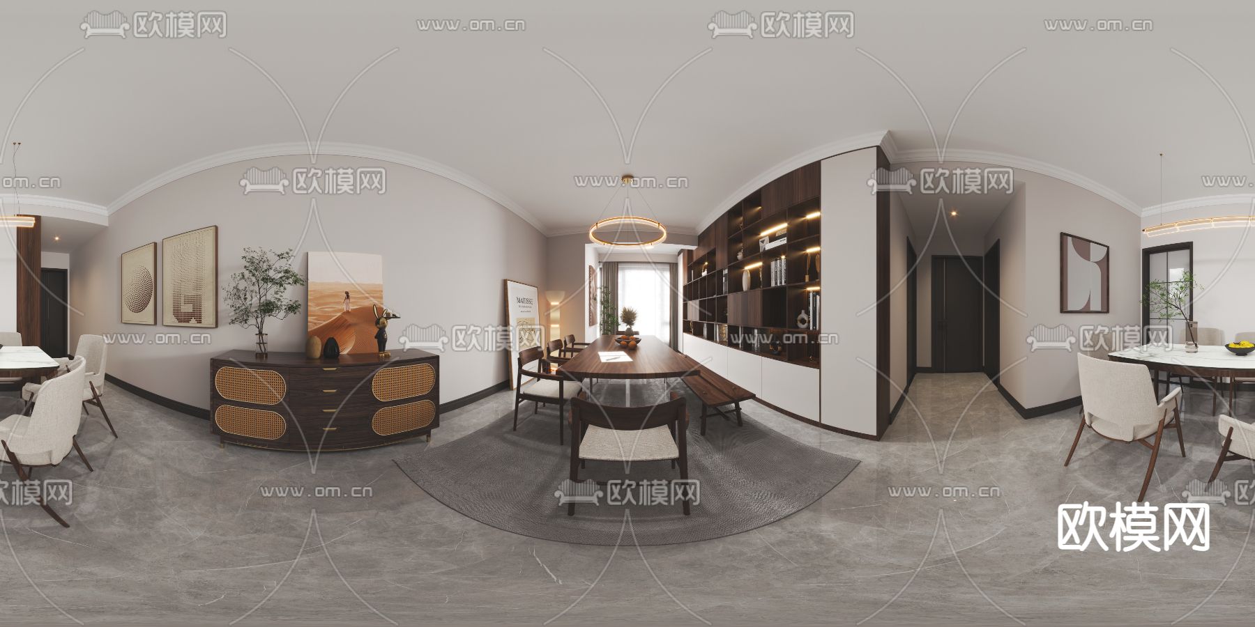 现代客餐厅vr全景3d模型