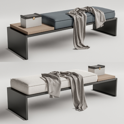 新中式床尾凳脚踏su模型