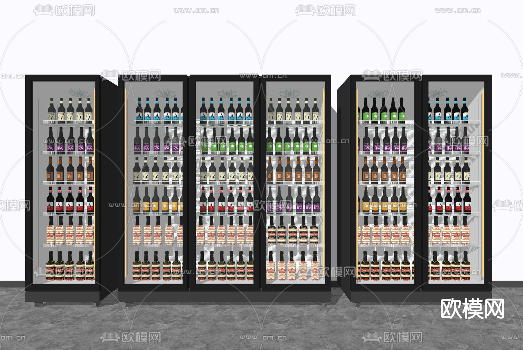 现代冰柜冷藏柜su模型下载（渲染图2）