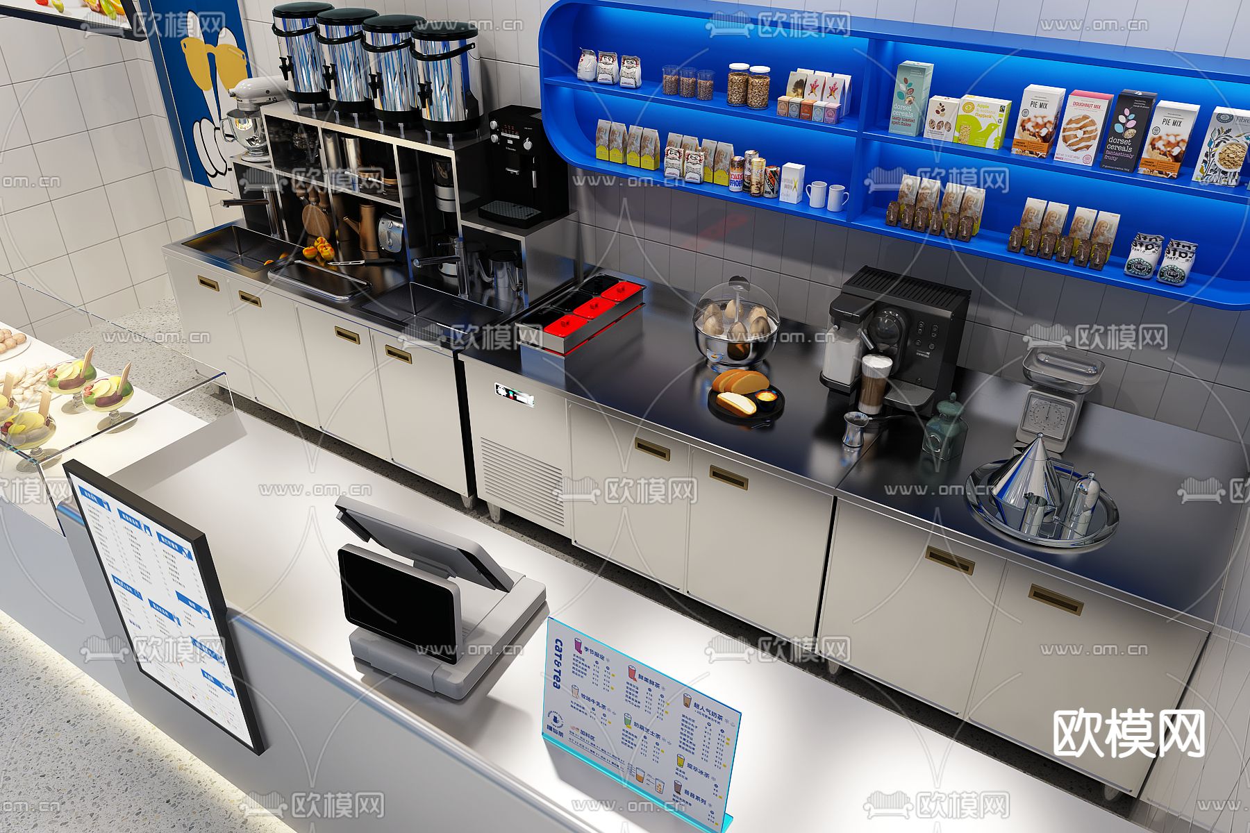 现代奶茶店3d模型下载（渲染图2）