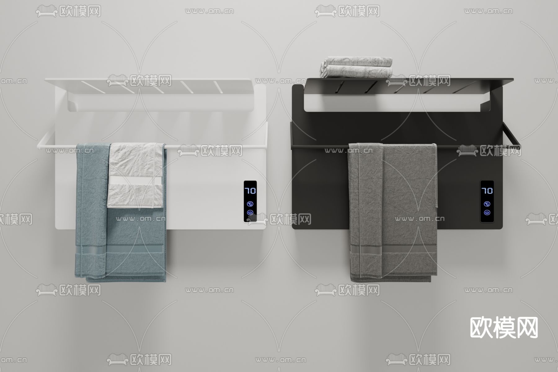 现代浴室恒温电热毛巾架3d模型下载（渲染图1）
