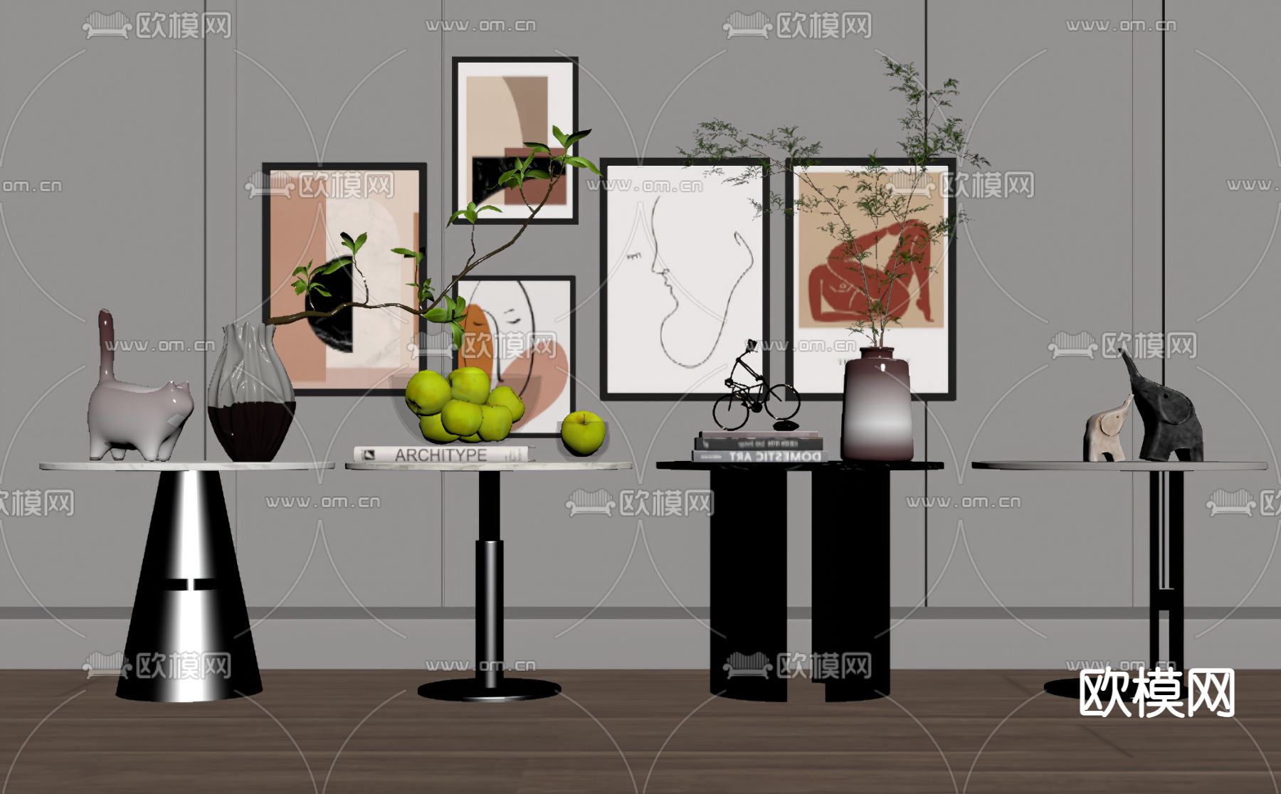 现代轻奢边几su模型下载（渲染图2）