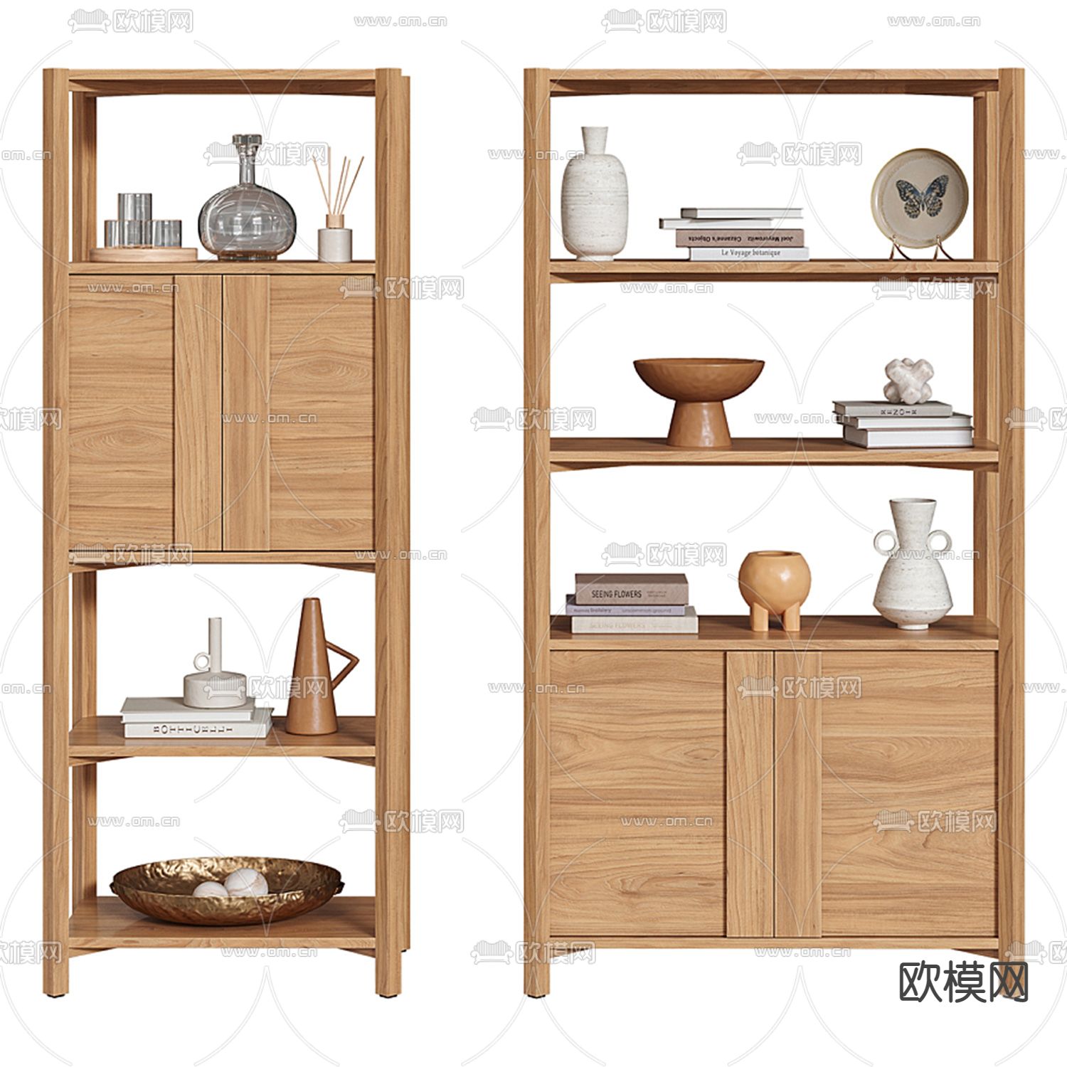 侘寂风装饰柜置物架3d模型下载（渲染图1）