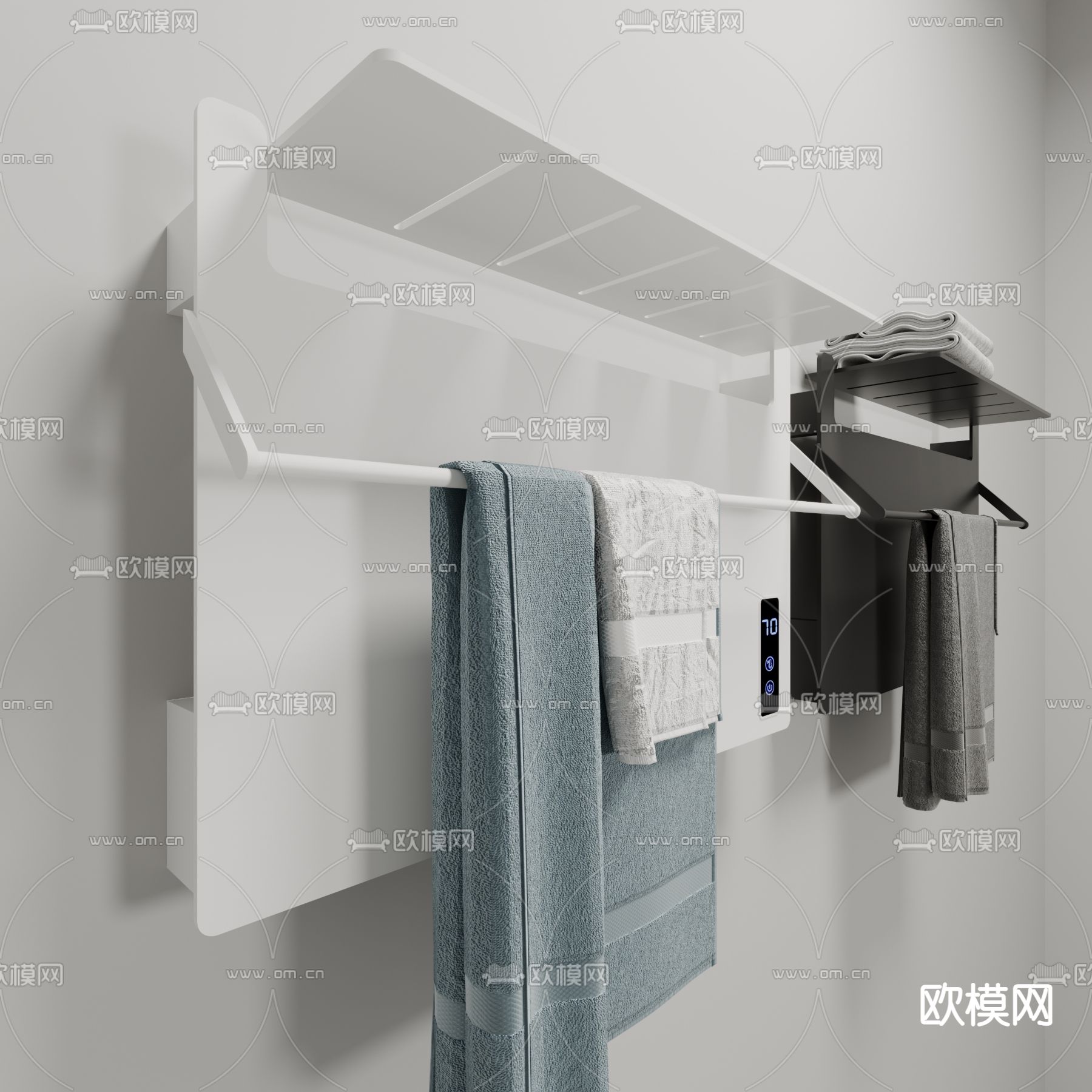 现代浴室恒温电热毛巾架3d模型下载（渲染图2）