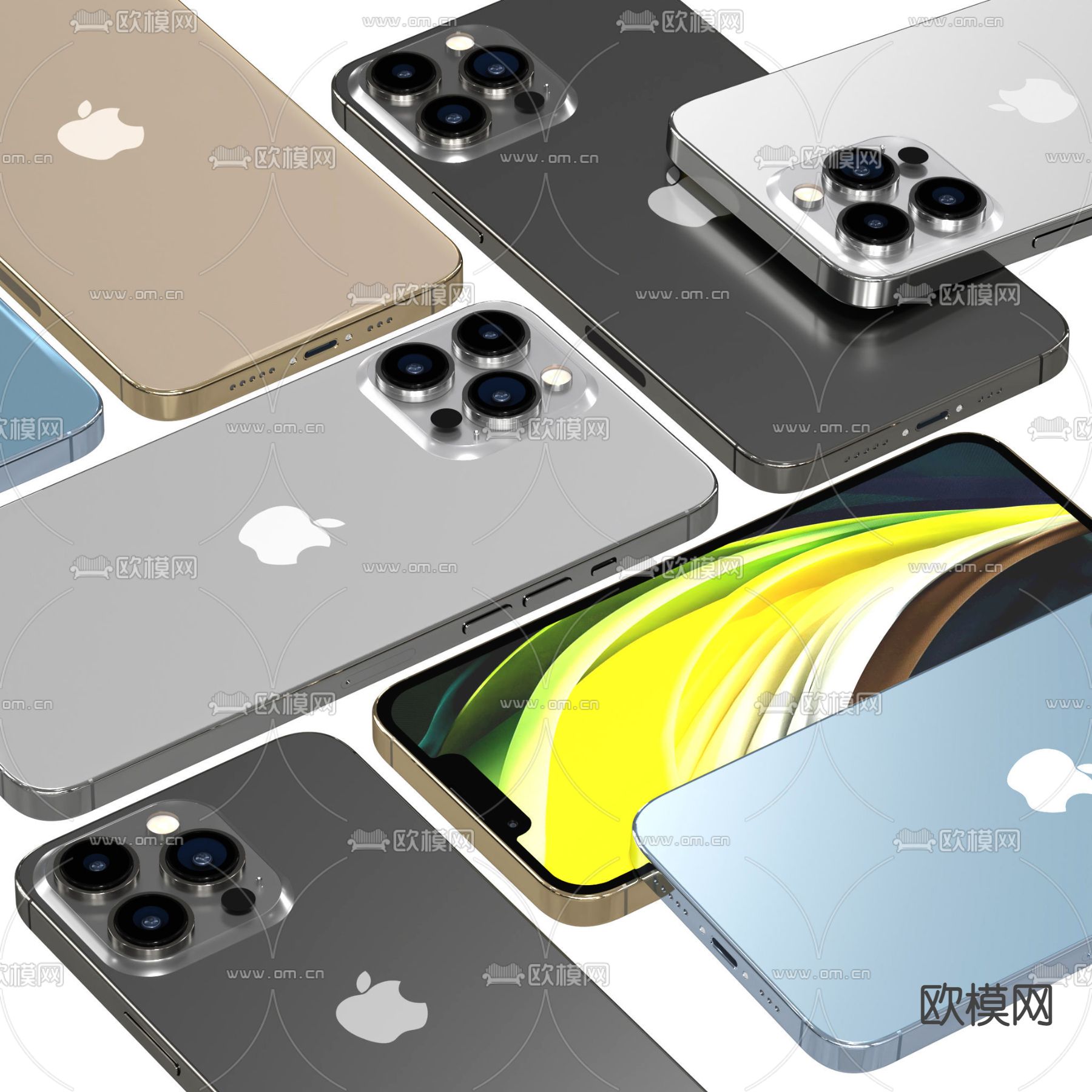 现代苹果手机3d模型下载（渲染图3）