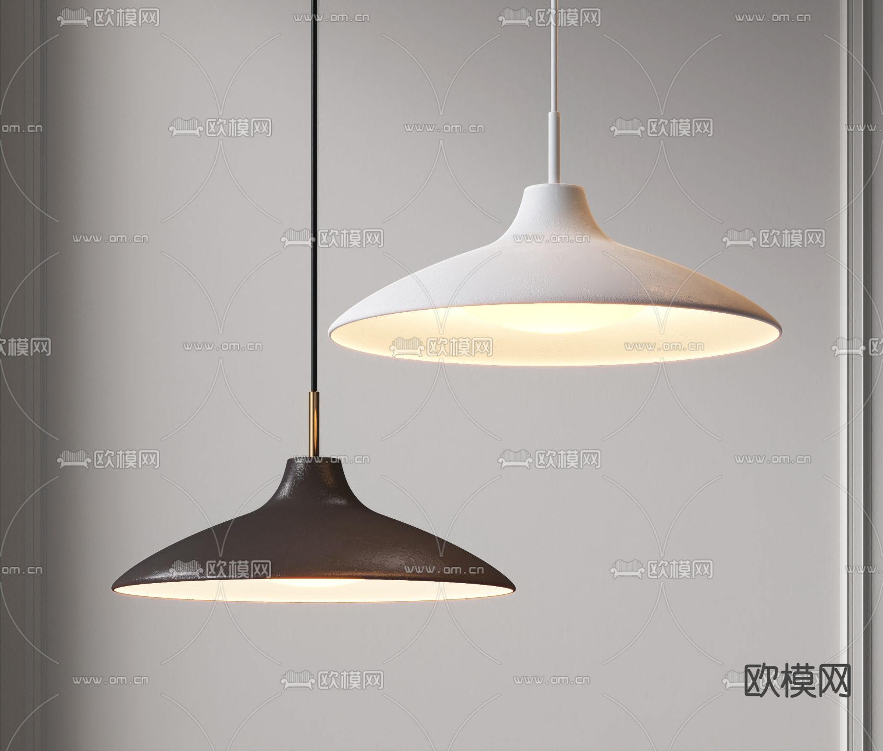 现代简约喇叭口吊灯3d模型下载