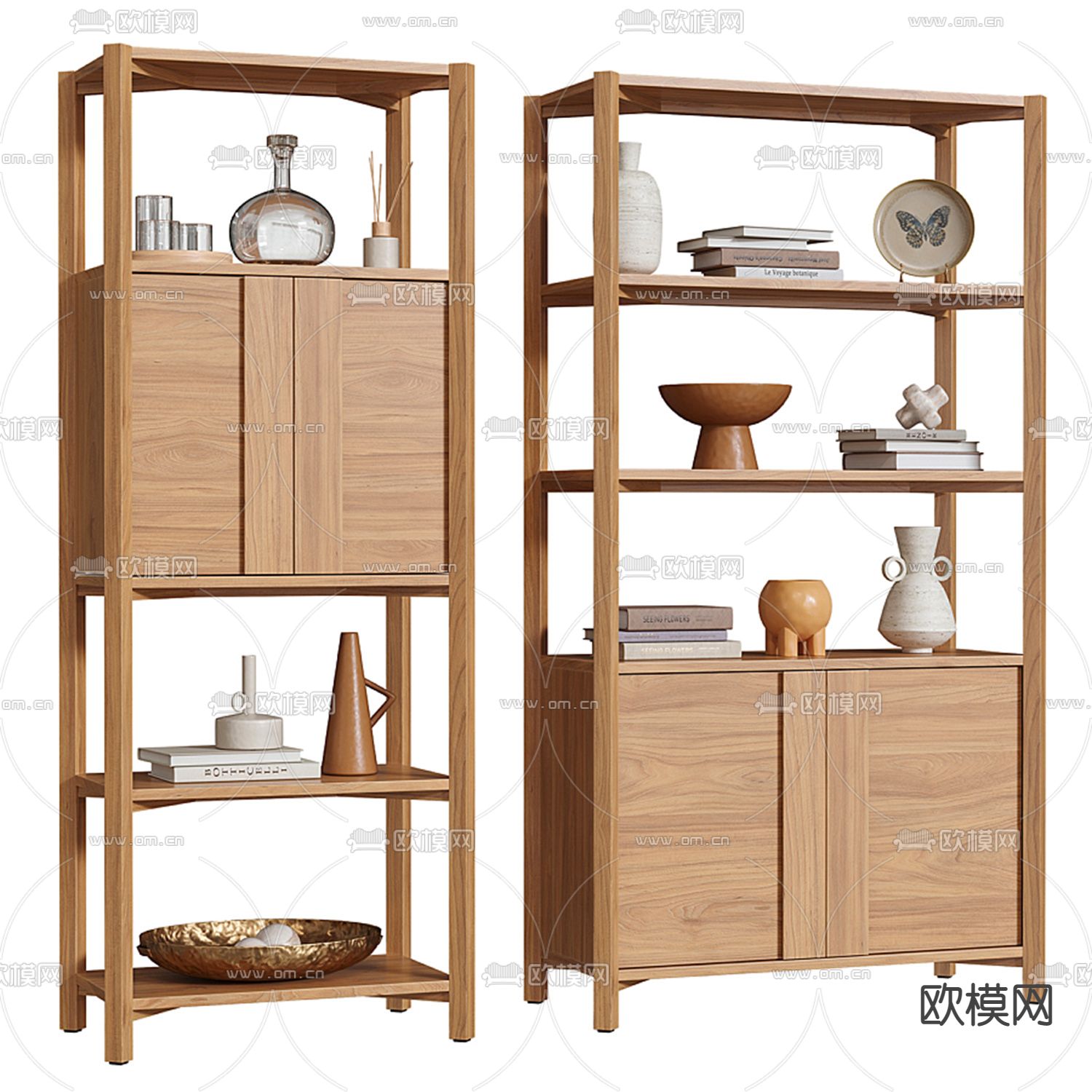 侘寂风装饰柜置物架3d模型下载（渲染图2）