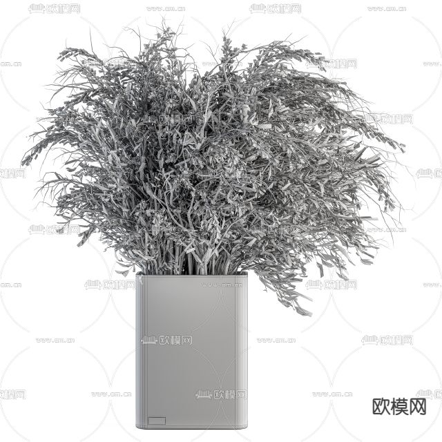 侘寂风干花花瓶花艺3d模型下载（渲染图5）