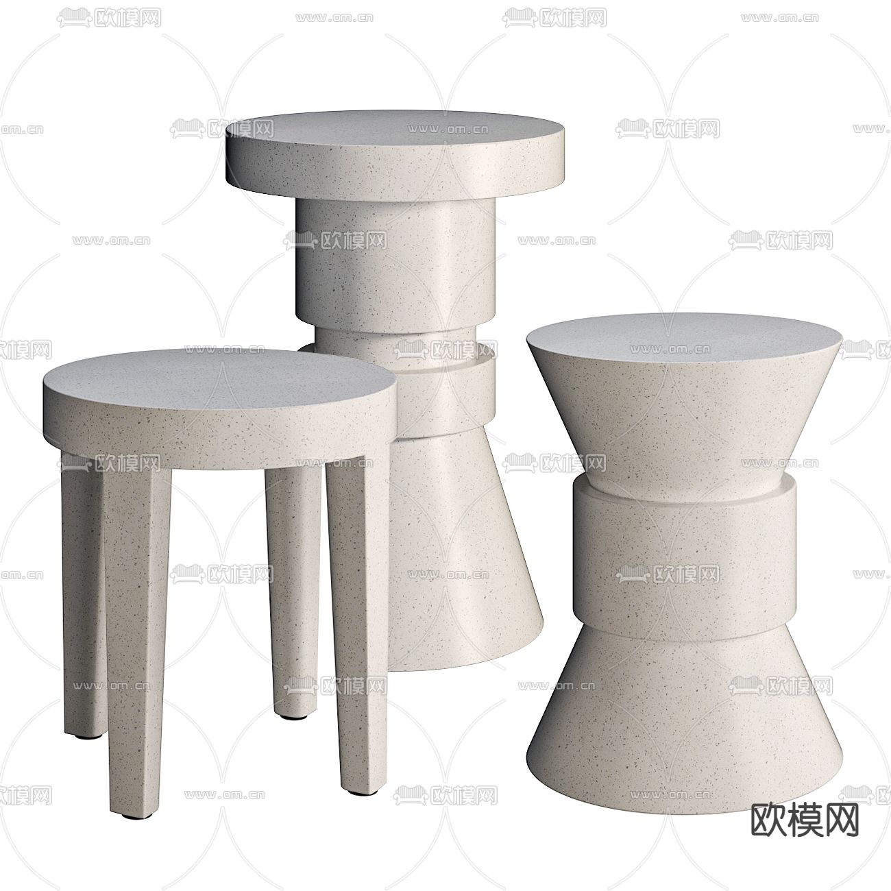 现代水磨石边几圆几3d模型下载