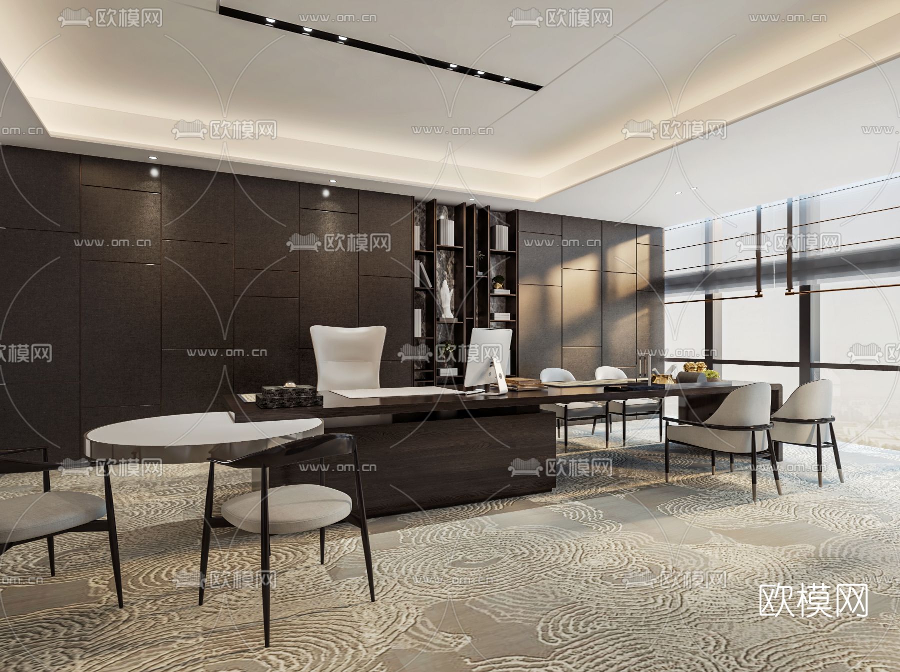 现代总经理办公室3d模型下载_ID11973827_3dmax免费模型-欧模网