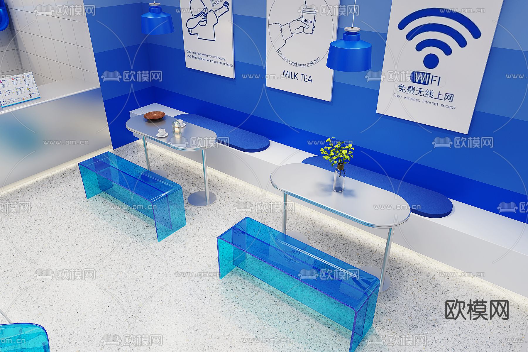 现代奶茶店3d模型下载（渲染图4）