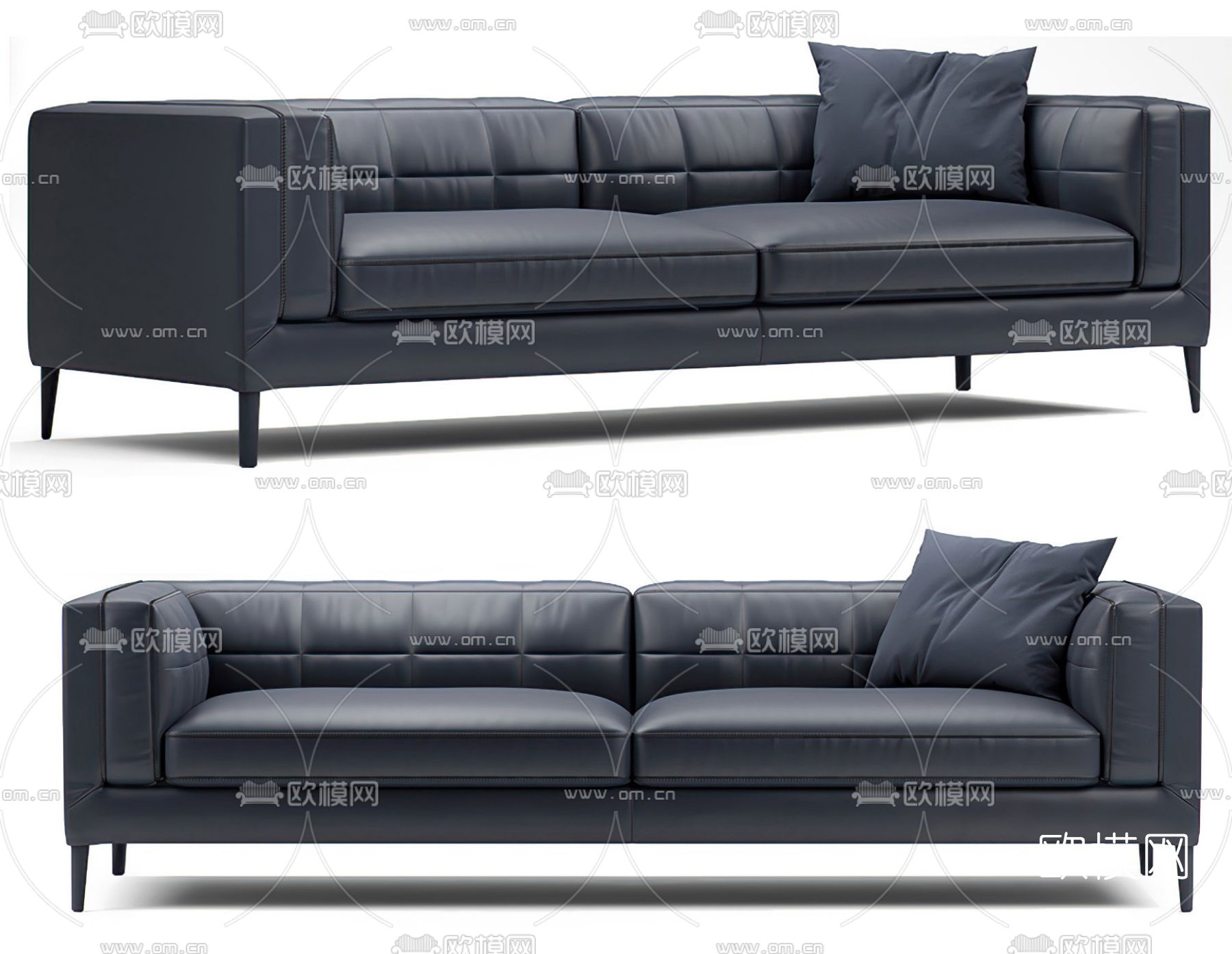 现代深灰色双人沙发3d模型下载
