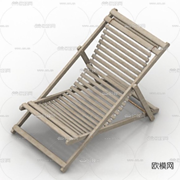 新中式复古实木折叠躺椅免费3d模型下载