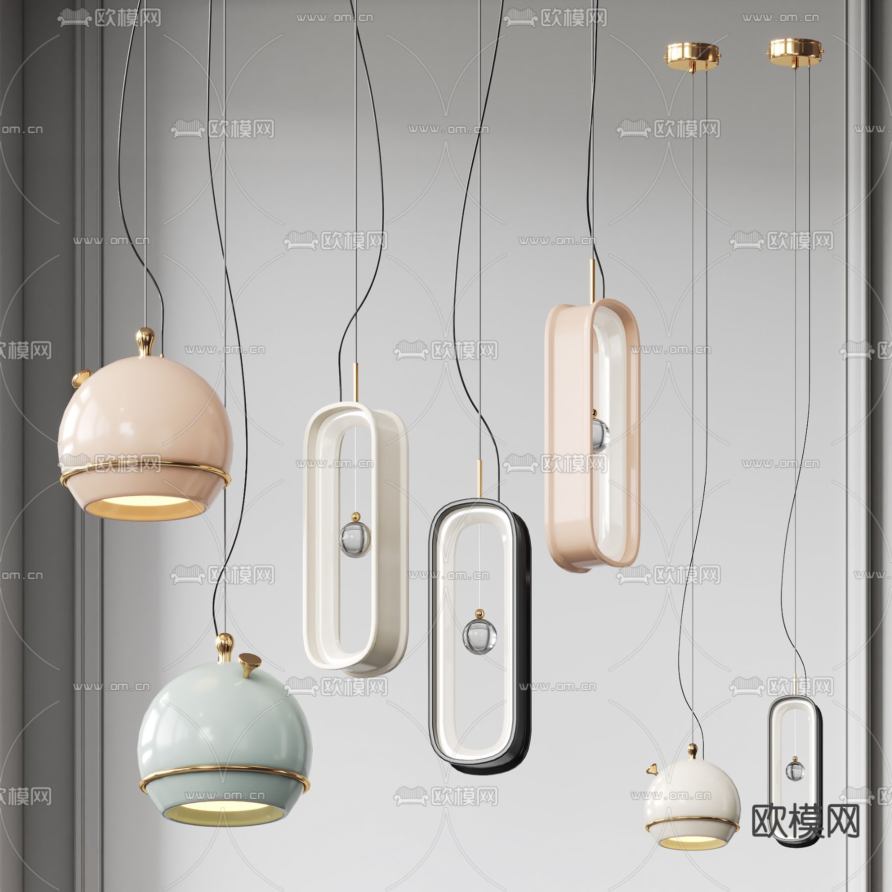 现代轻奢吊灯su模型下载（渲染图1）