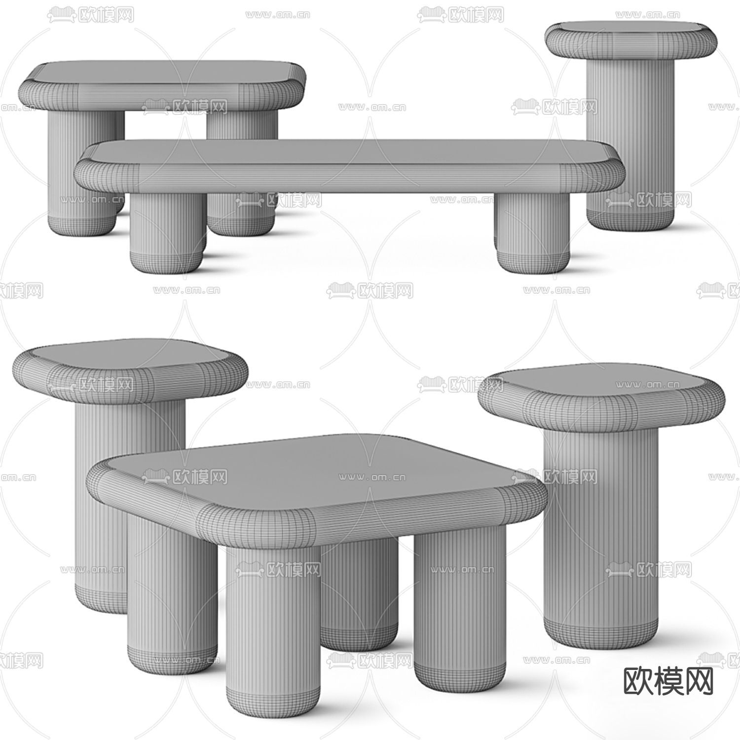 现代镜面烤漆彩色茶几3d模型