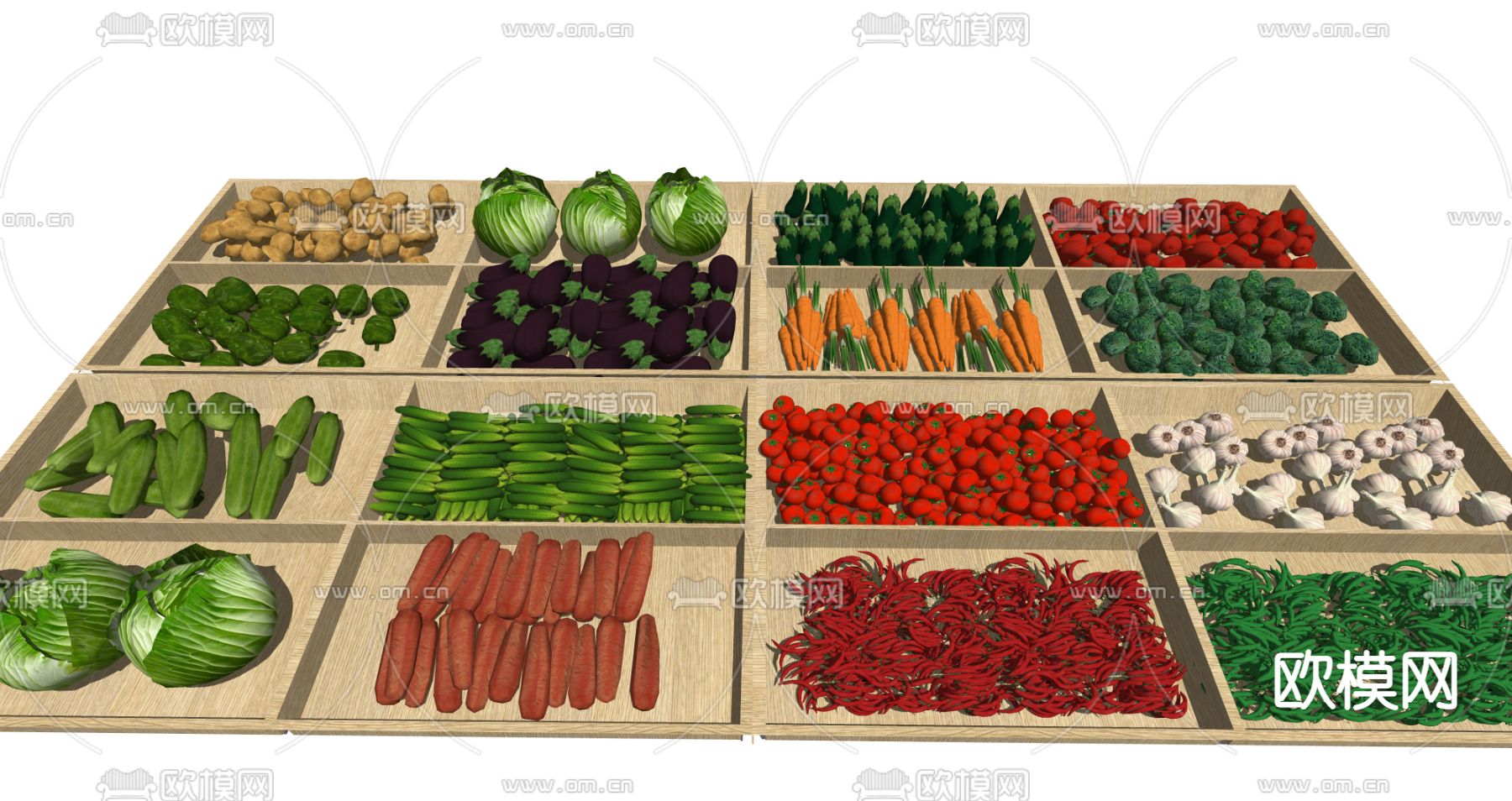 现代蔬果蔬菜su模型下载（渲染图2）