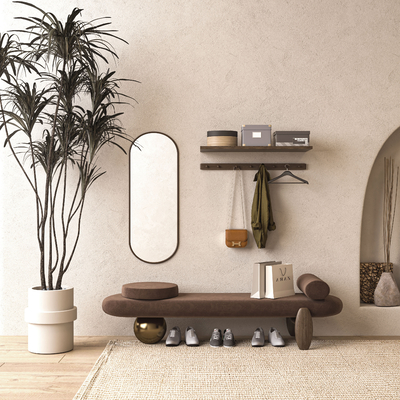  现代换鞋凳脚踏su模型 